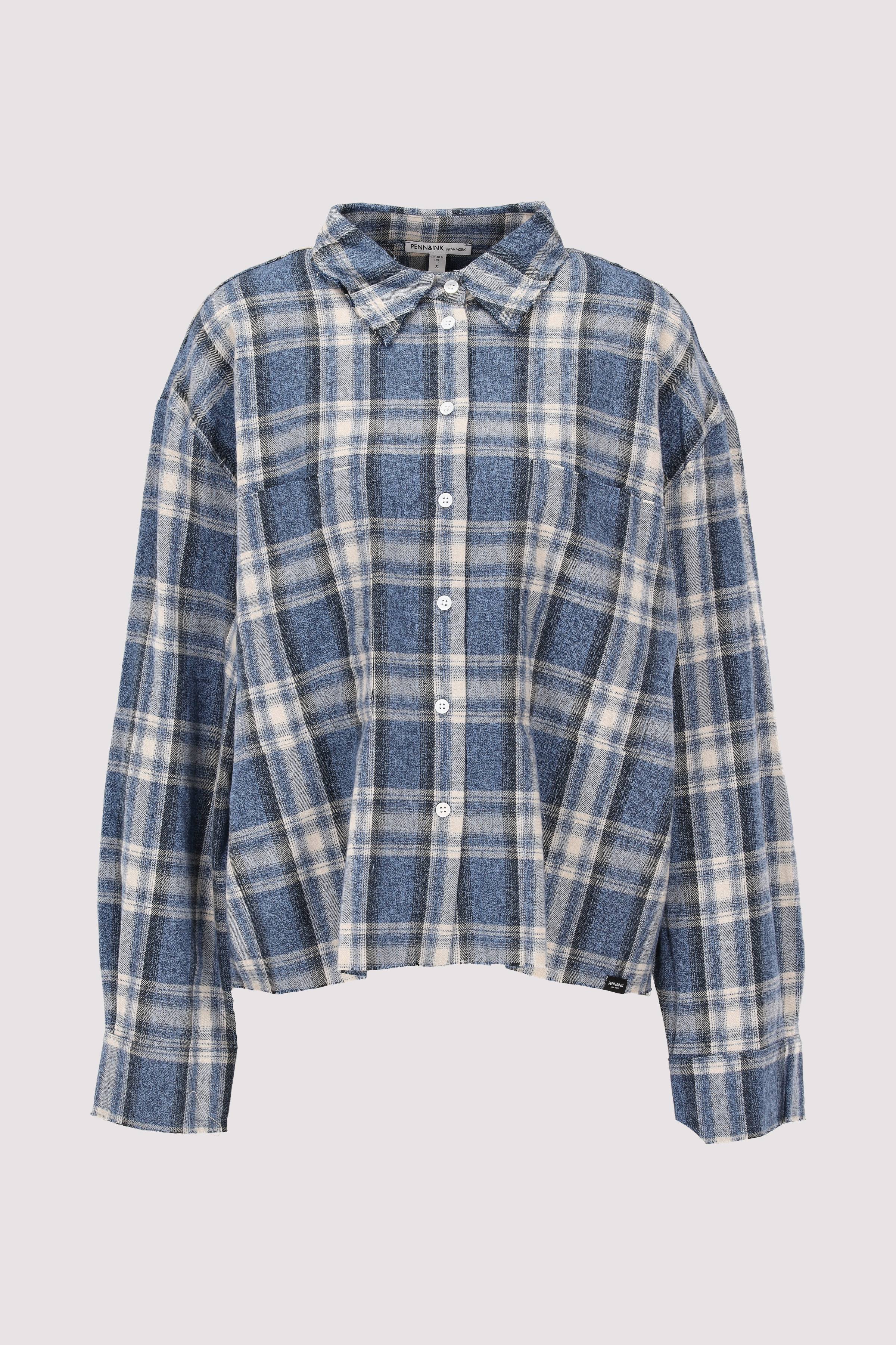 Penn&Ink Bluse Blue Check elegant chic