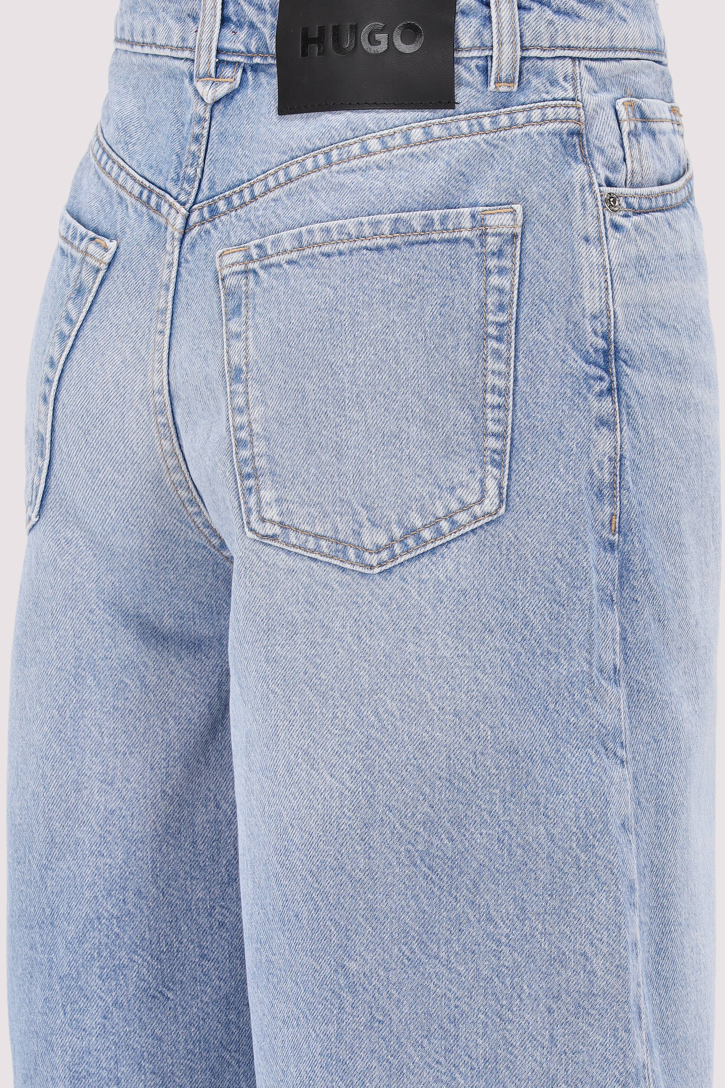 HUGO - HUGO Jeansshorts Türkis Baumwolle