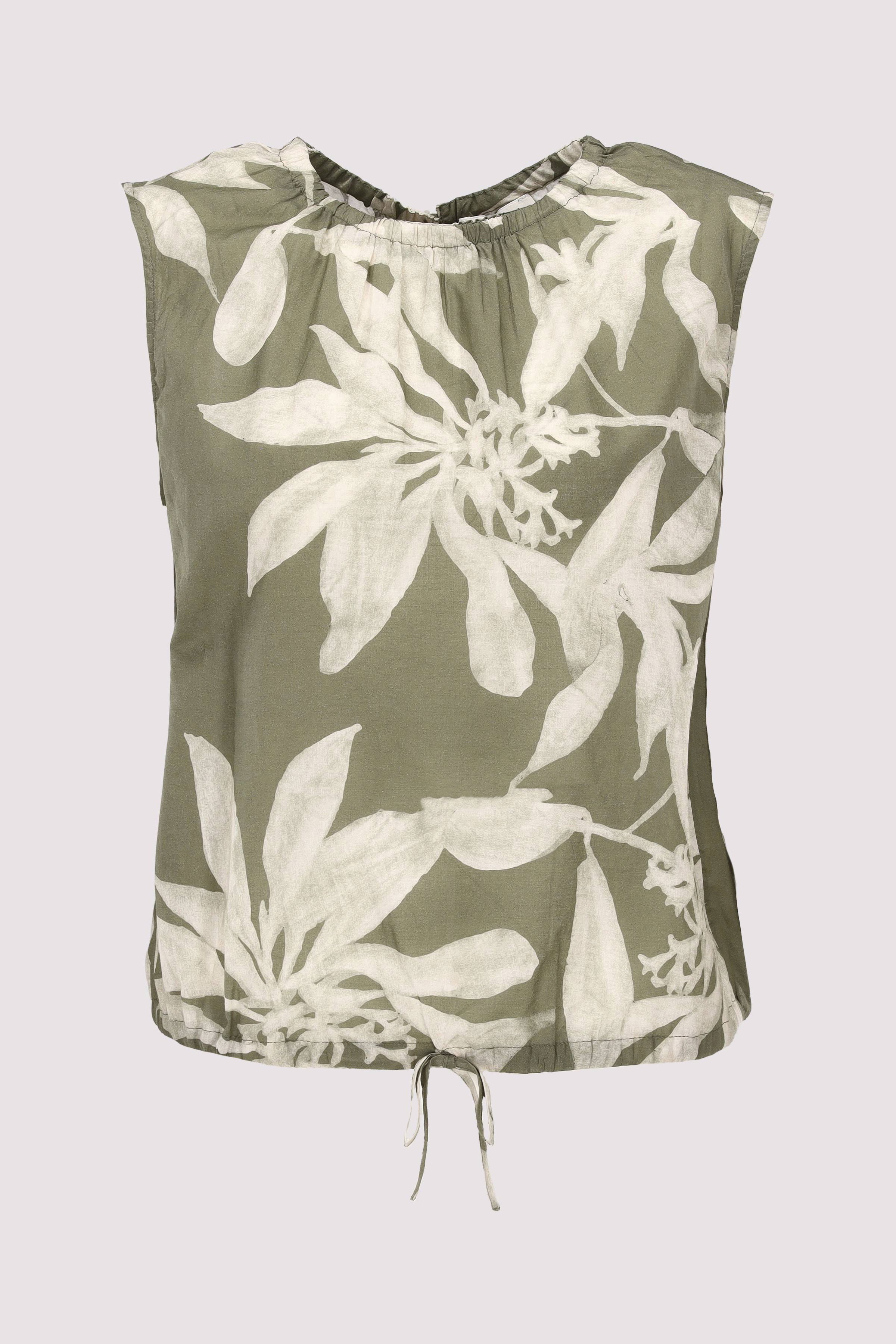Woven Top, round neck, gatheri
