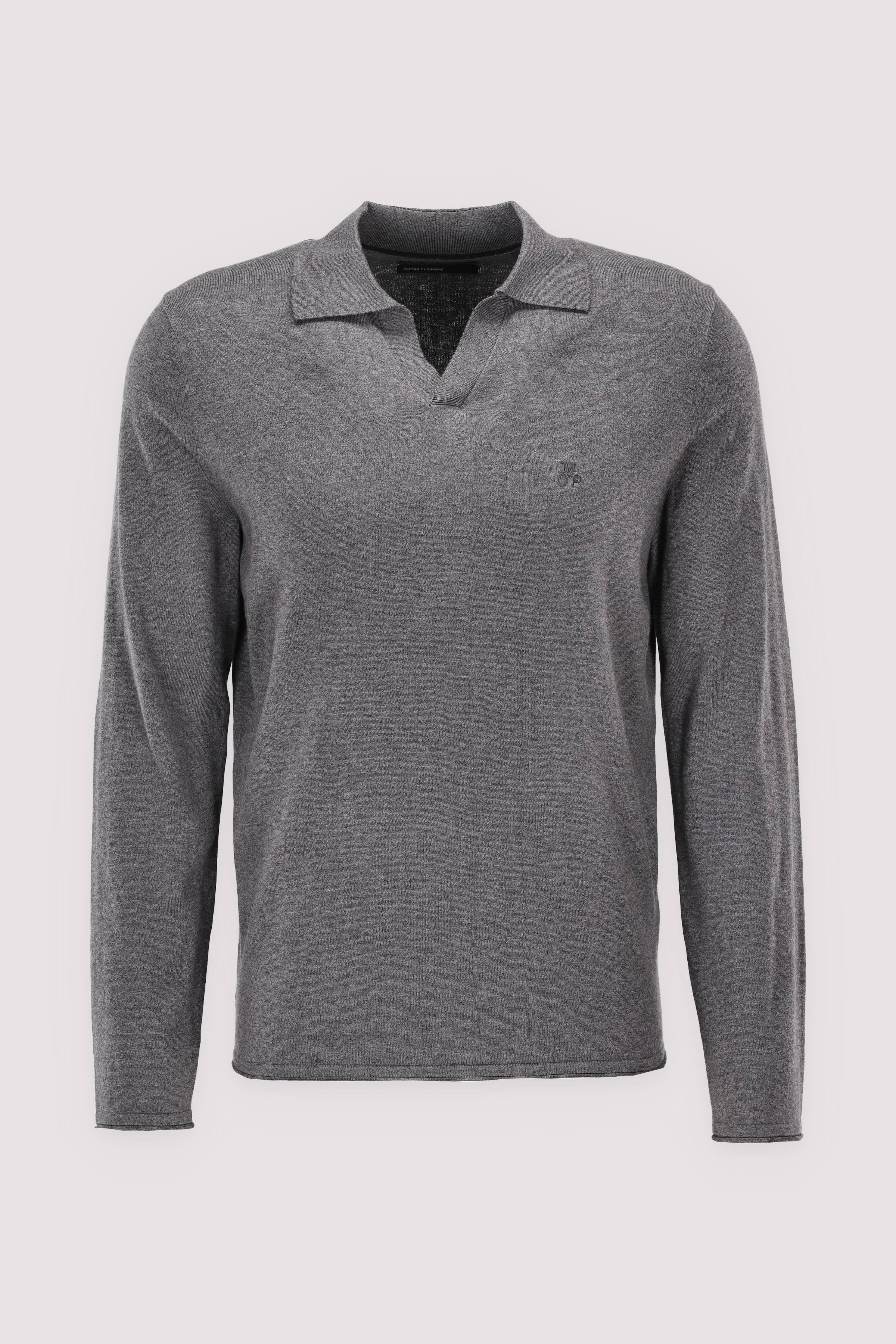 Pullover with open polo collar