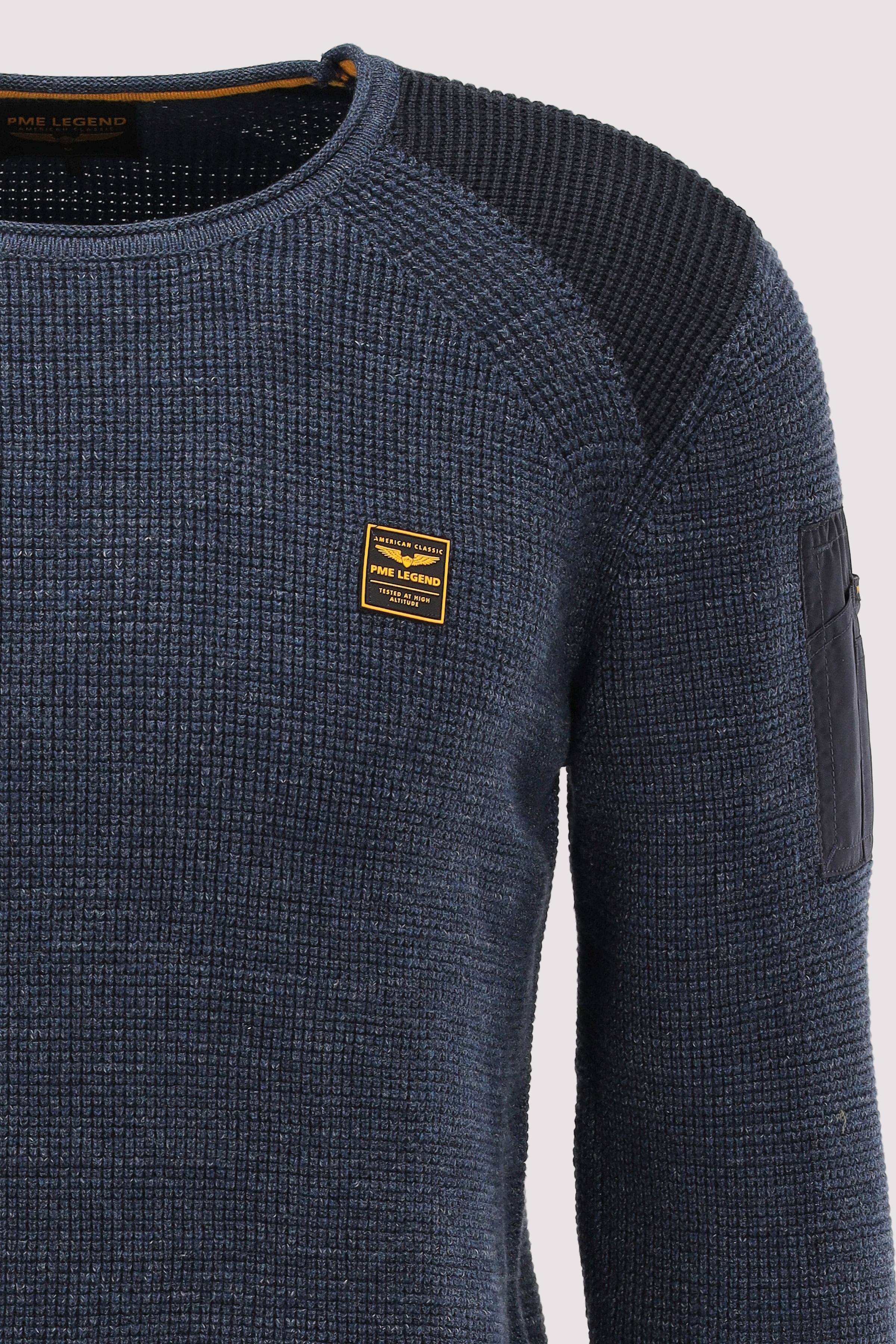 PME Legend - R-neck cotton rib melee knit