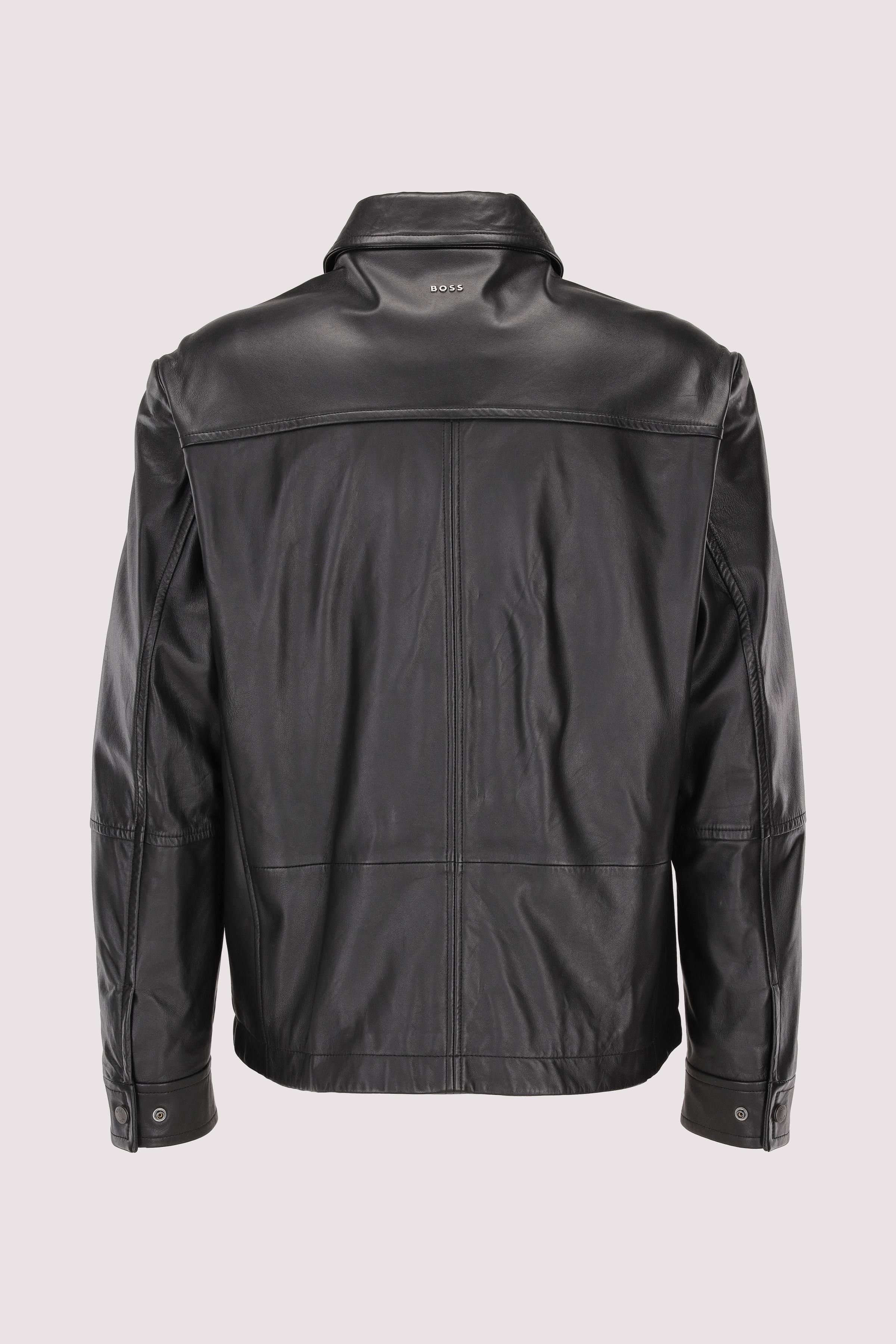 BOSS Lederjacke Herren in Schwarz