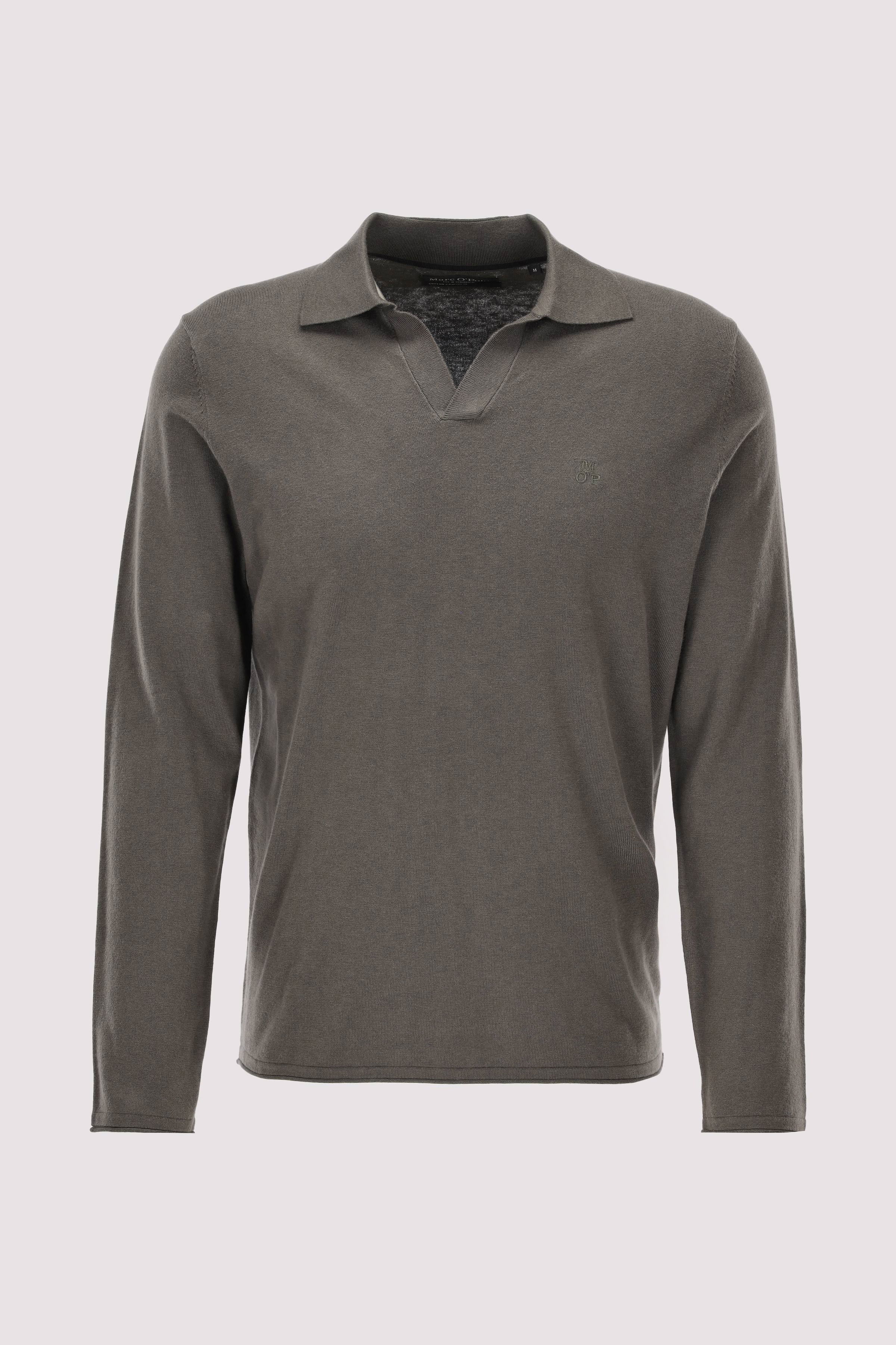 Pullover with open polo collar