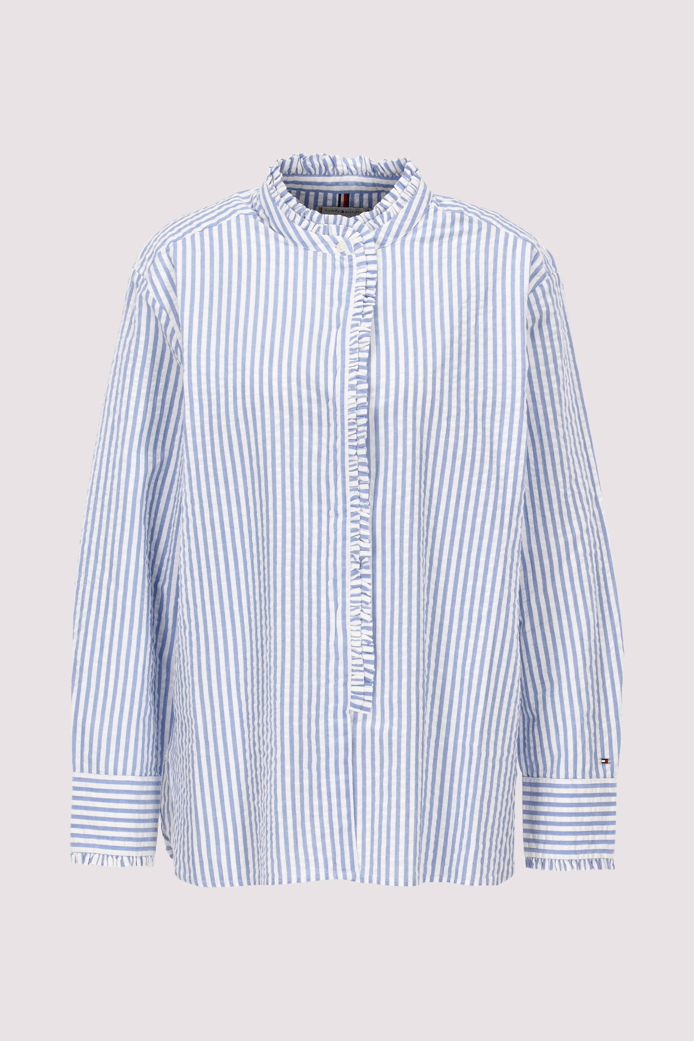 SEERSUCKER RUFFLE SHIRT