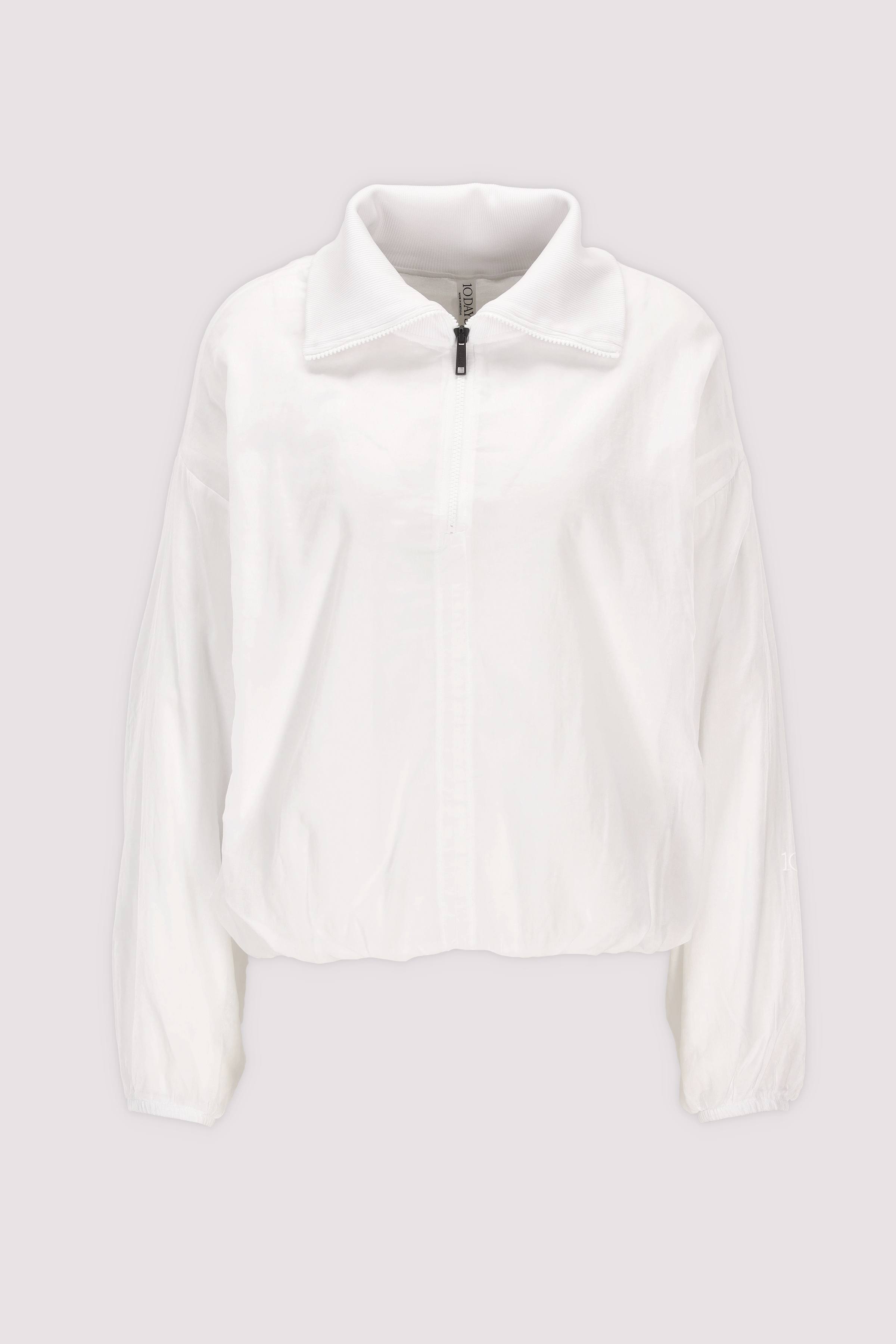 10Days Weißer Half-Zip-Pullover