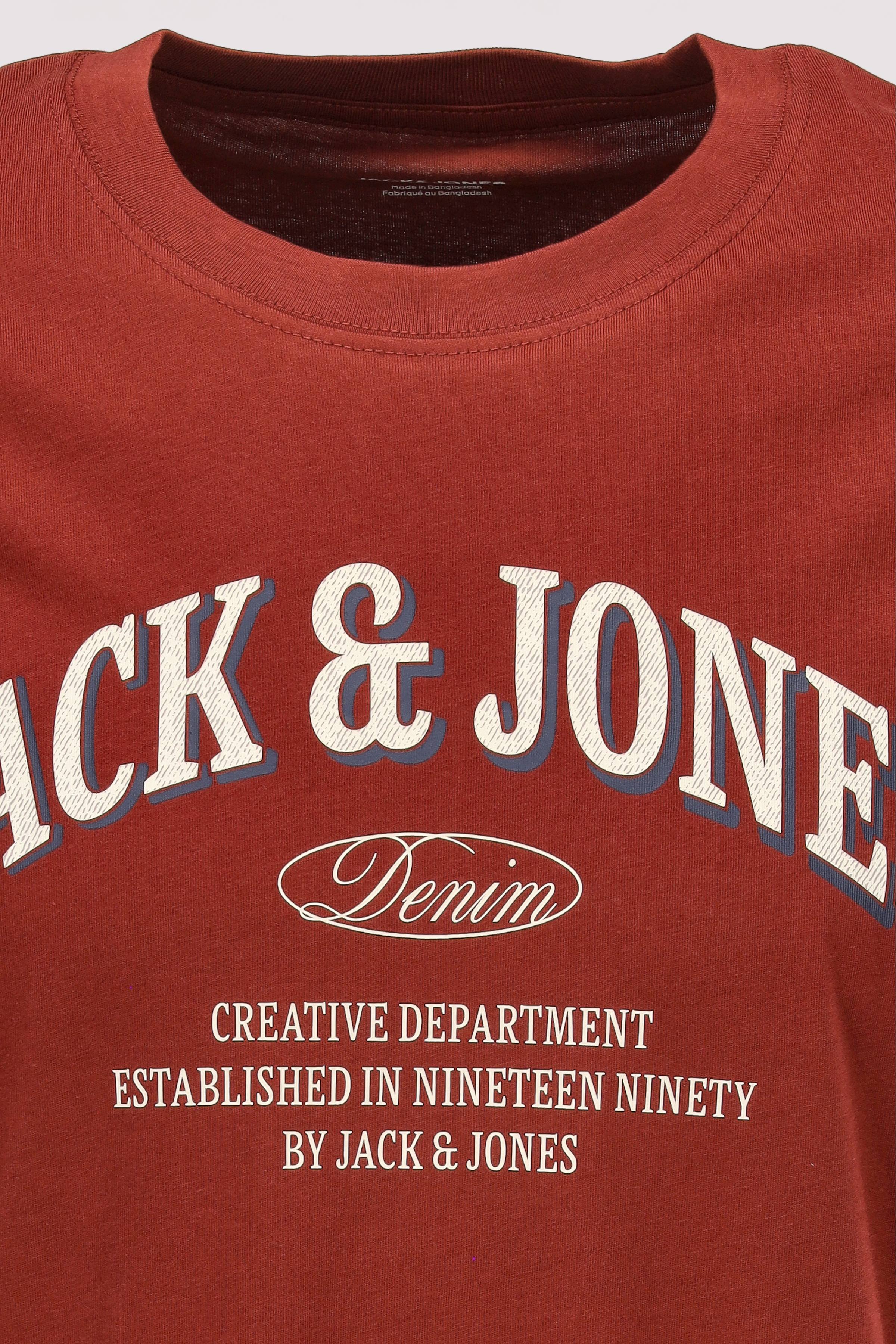 Jack and Jones - Kurzarm-T-Shirt Ziegelrot, weicher Griff