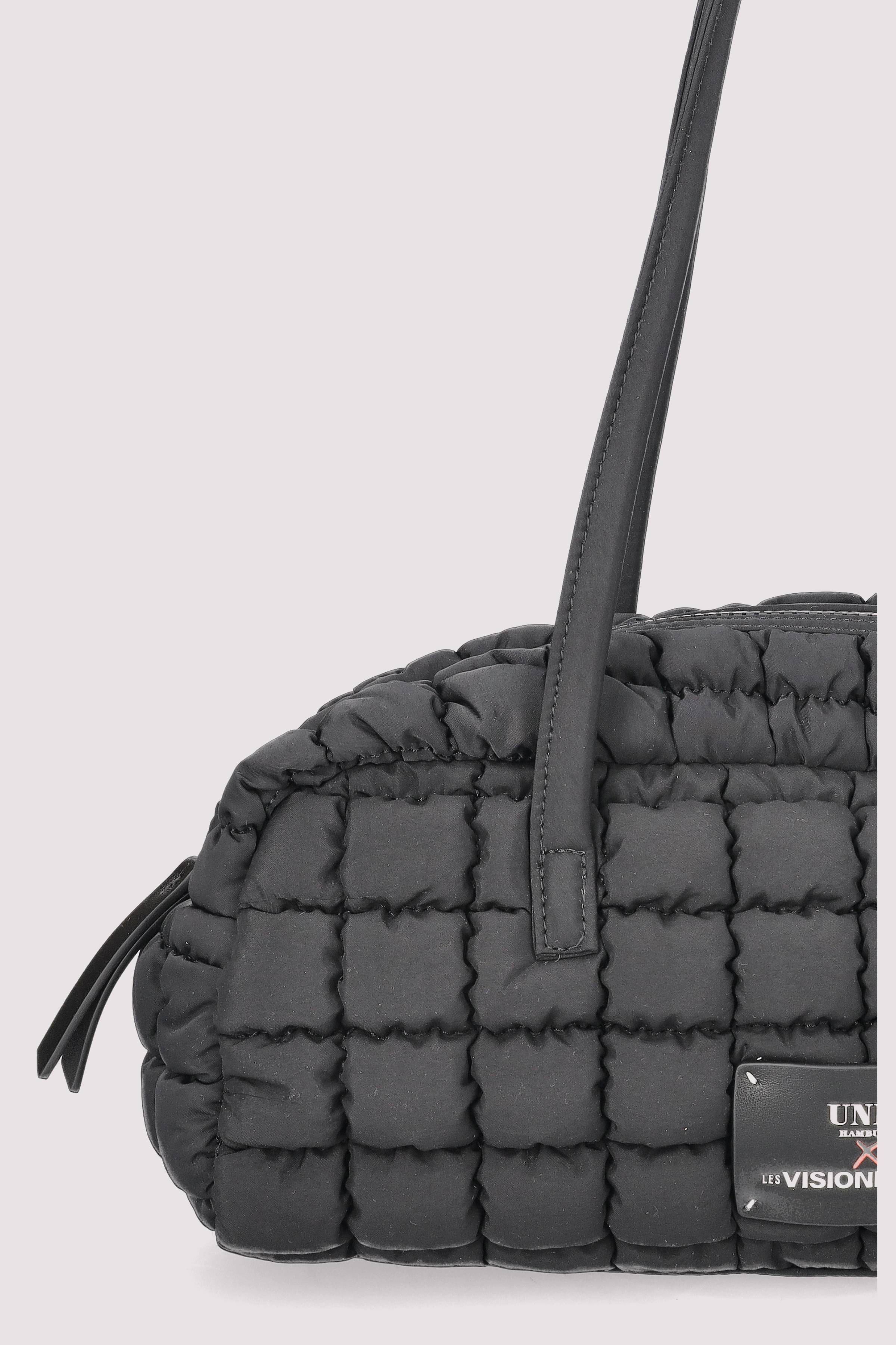 Schwarze Nylon-Schultertasche, nachhalti