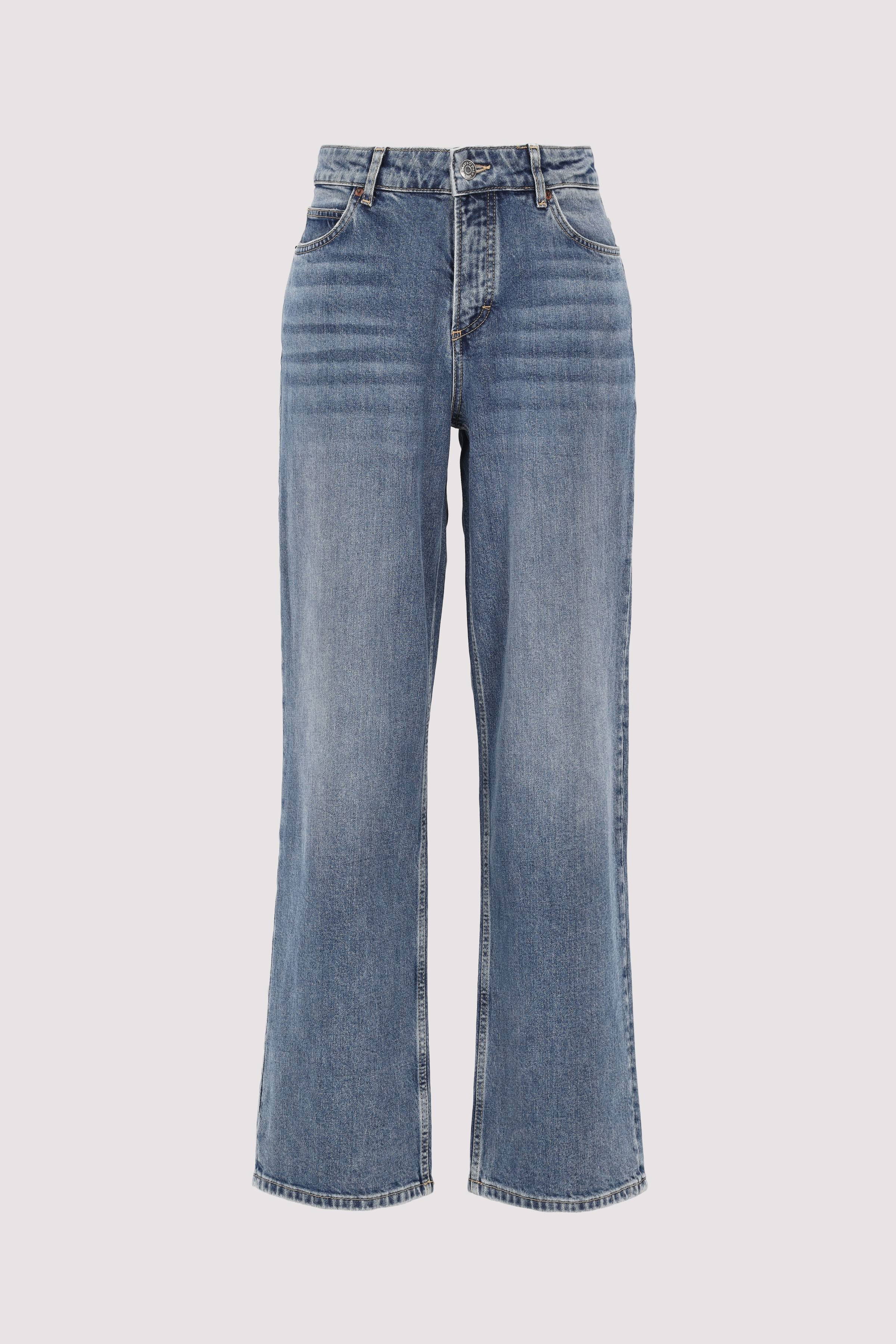 Denim trousers, mid waist, wid