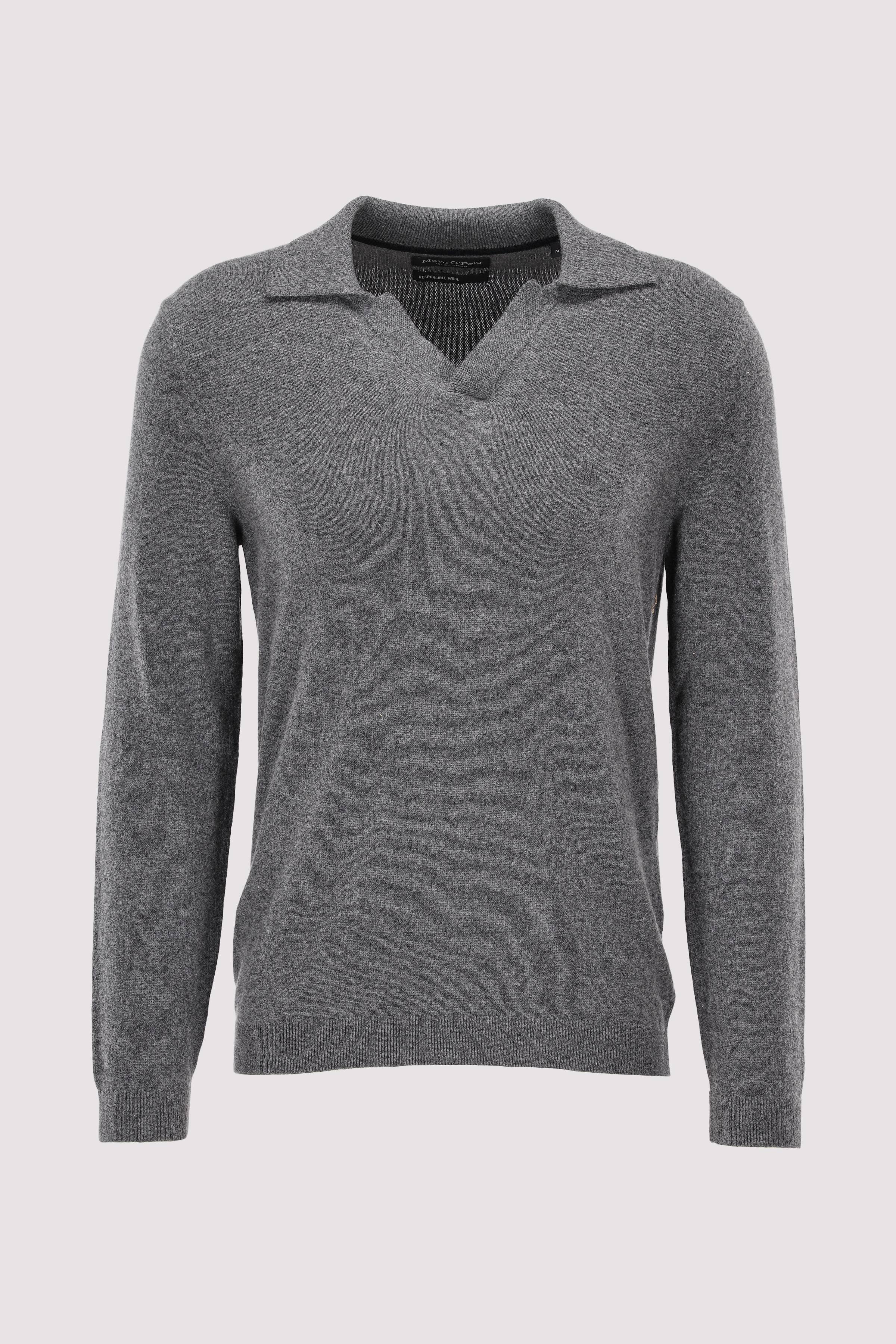 Sweater LS with open Polo Coll