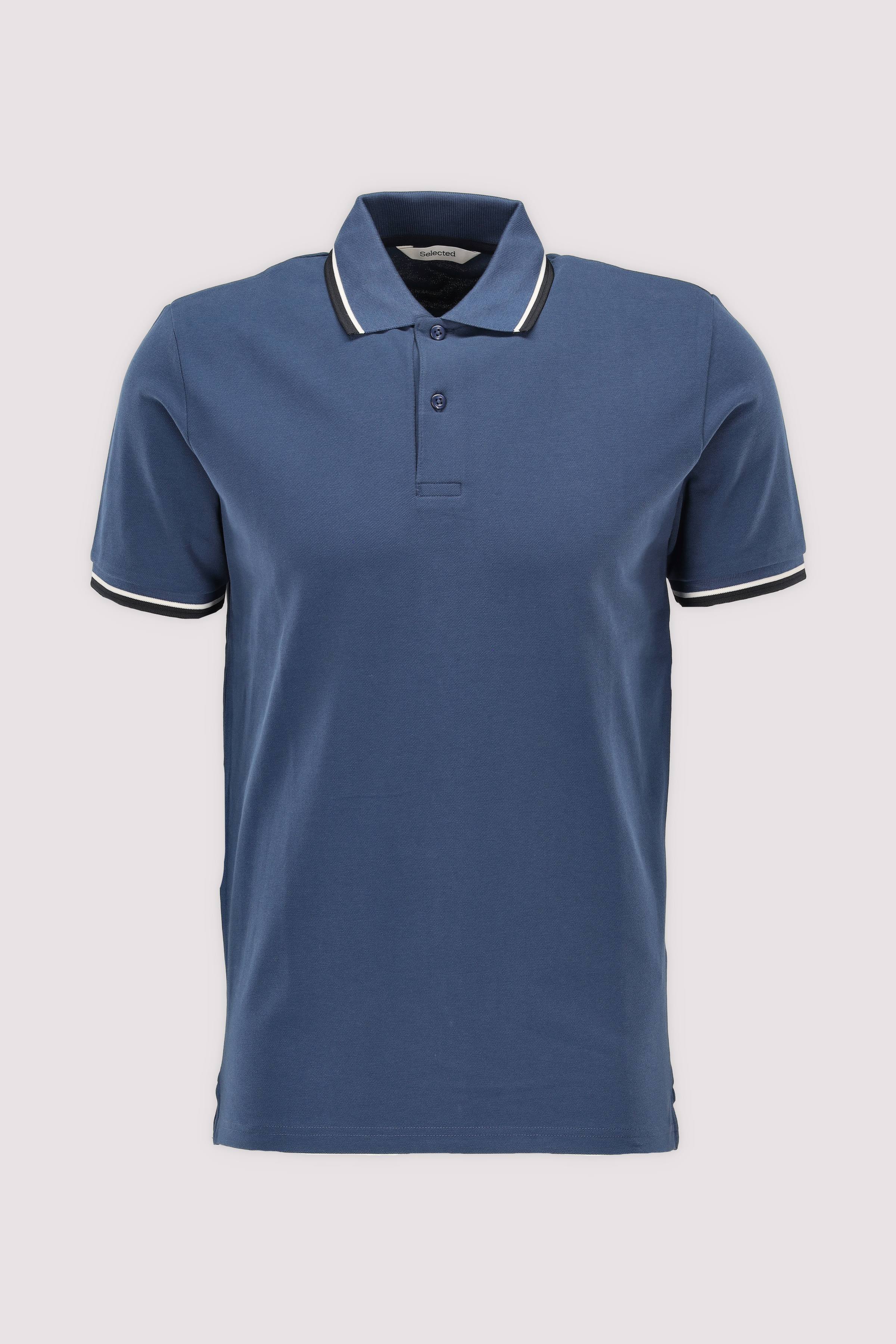 Selected Kurzarm-Poloshirt Sargasso Sea