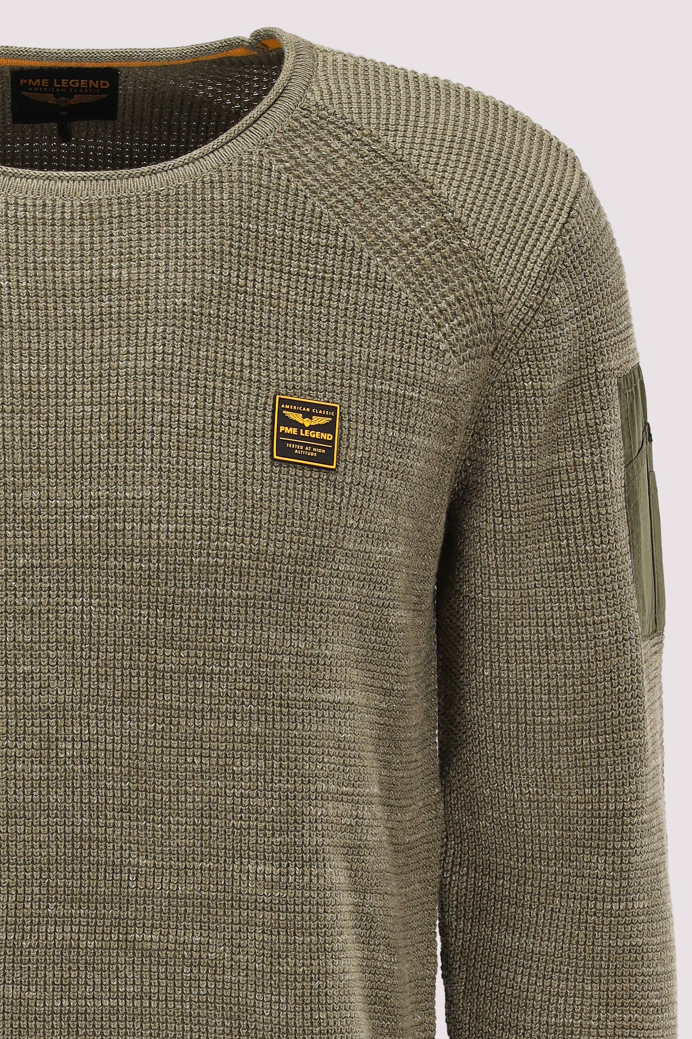 PME Legend - R-neck cotton rib melee knit