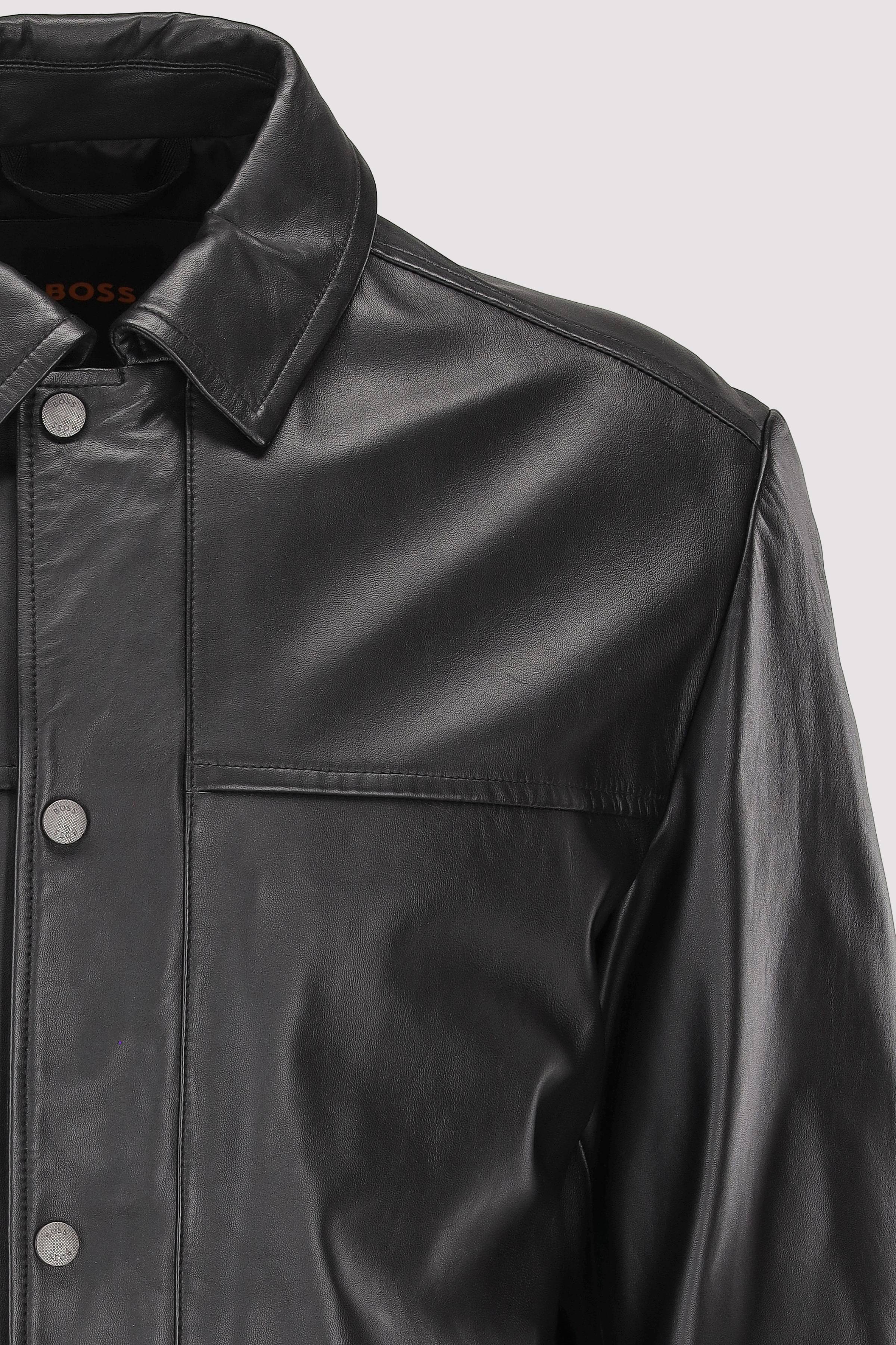 BOSS - BOSS Lederjacke Herren in Schwarz