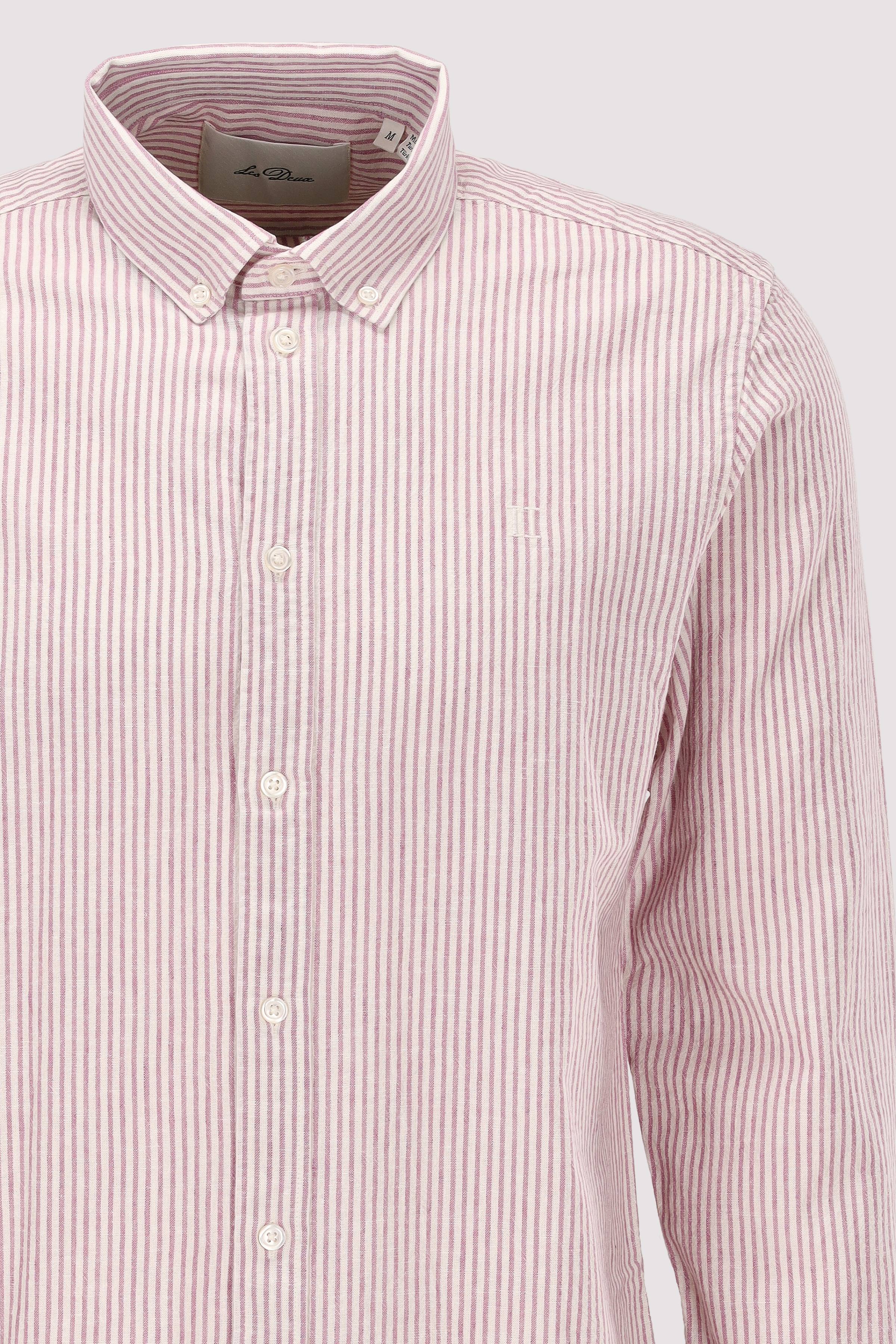 Les Deux - Langarmhemd Baumwolle-Leinen Pink