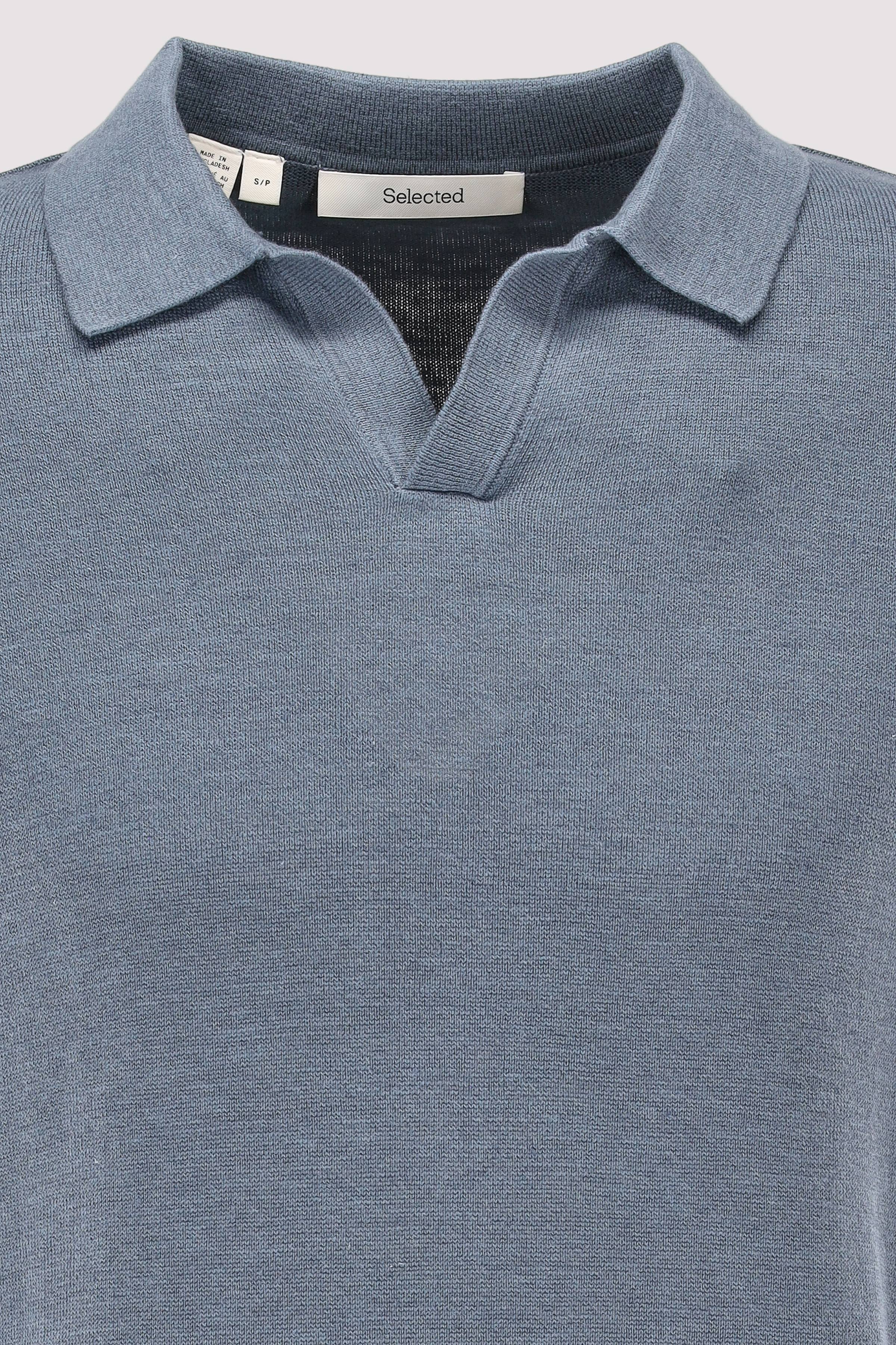 Selected - Selected Polo Blue mirage Leinenmix