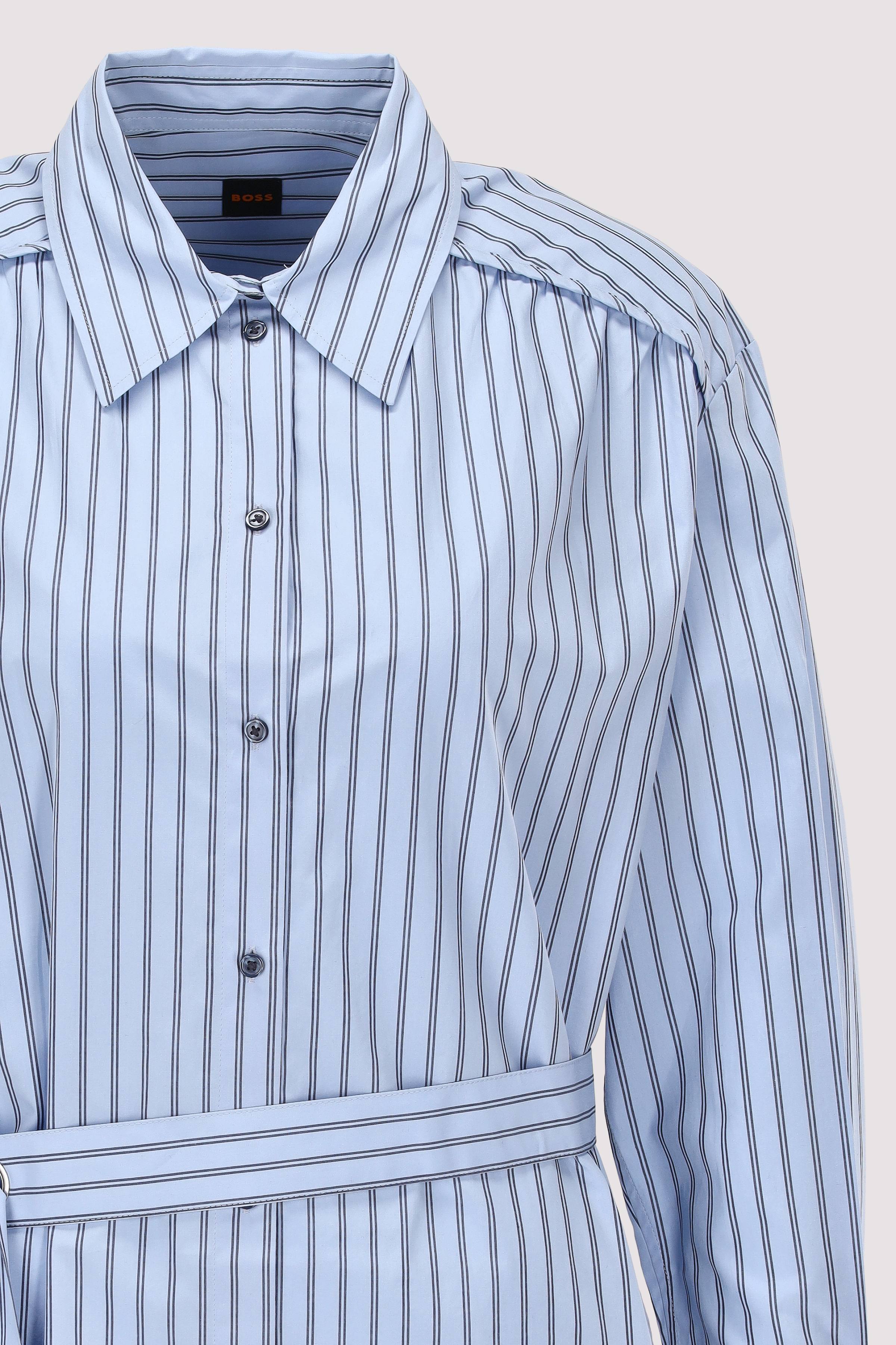 BOSS - BOSS Midikleid: Zeitlos, Blau, Baumwolle