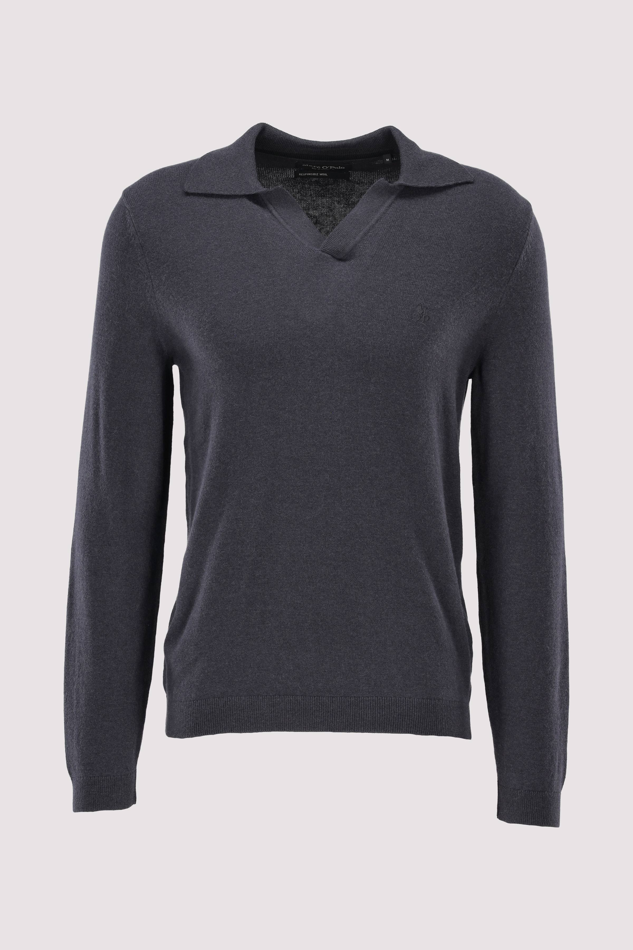 Sweater LS with open Polo Coll