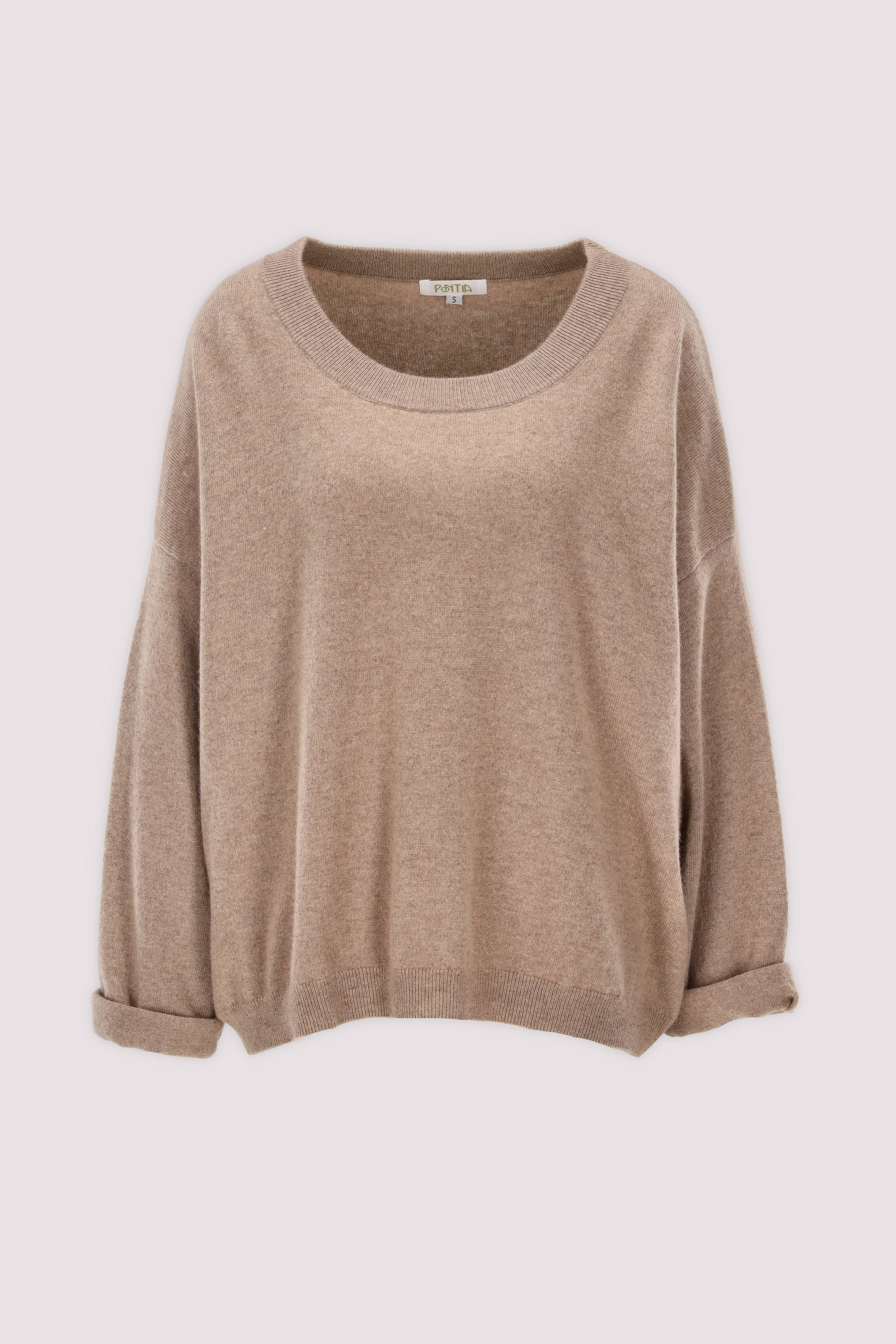 Pontia Damen Rundhalspullover taupe