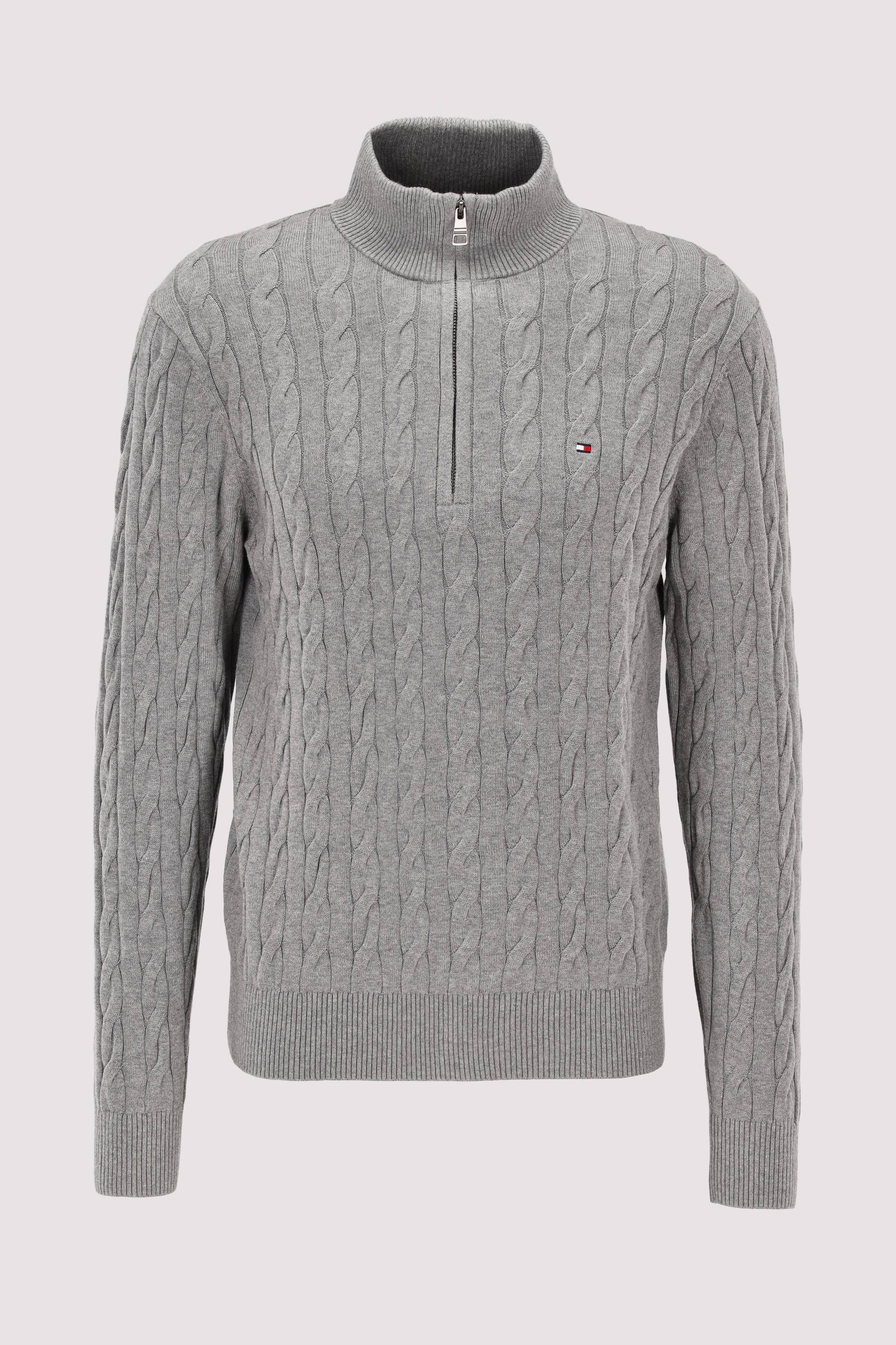CLASSIC COTTON CABLE ZIP MOCK