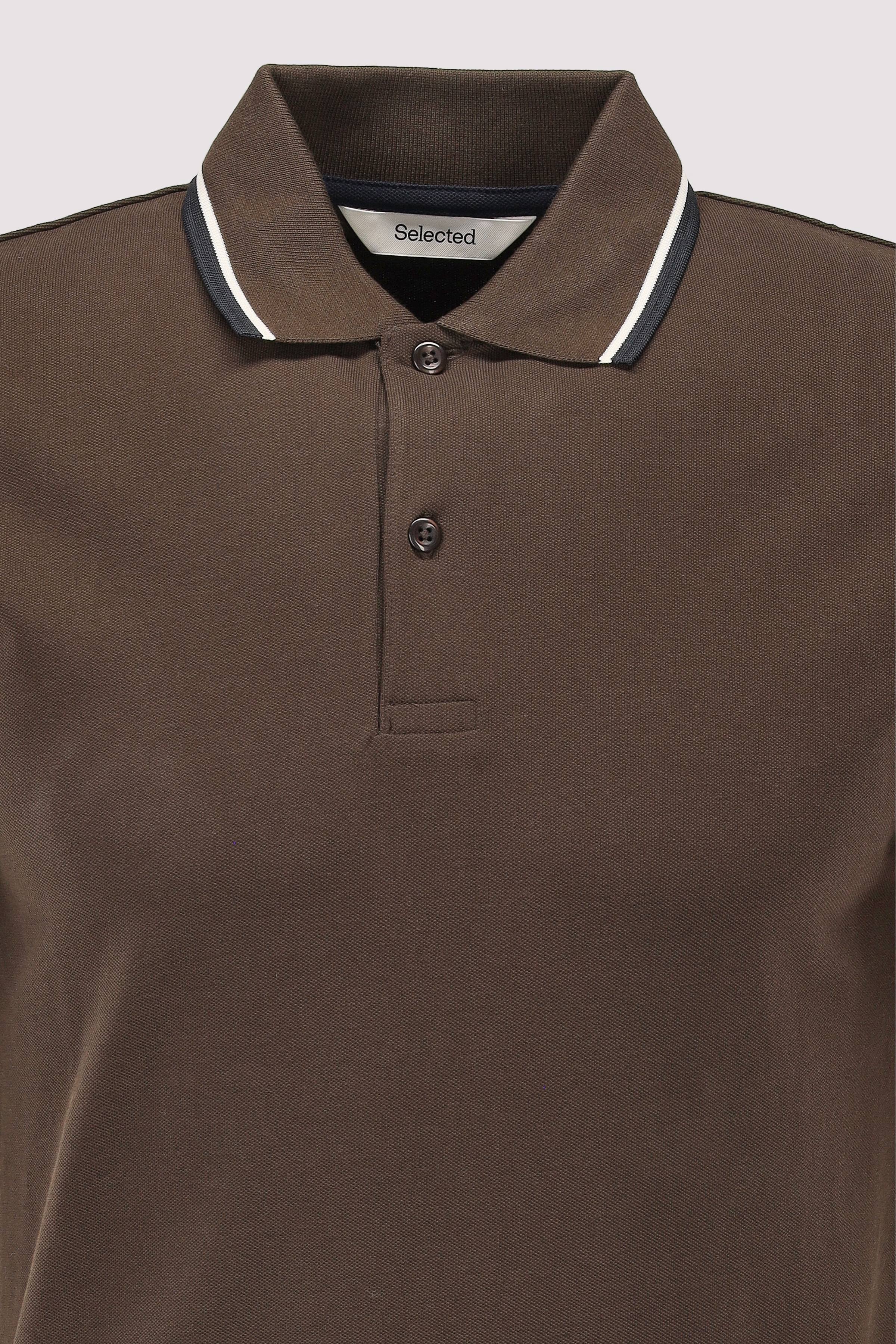 Selected - Poloshirt Braun lässig und vielseitig.