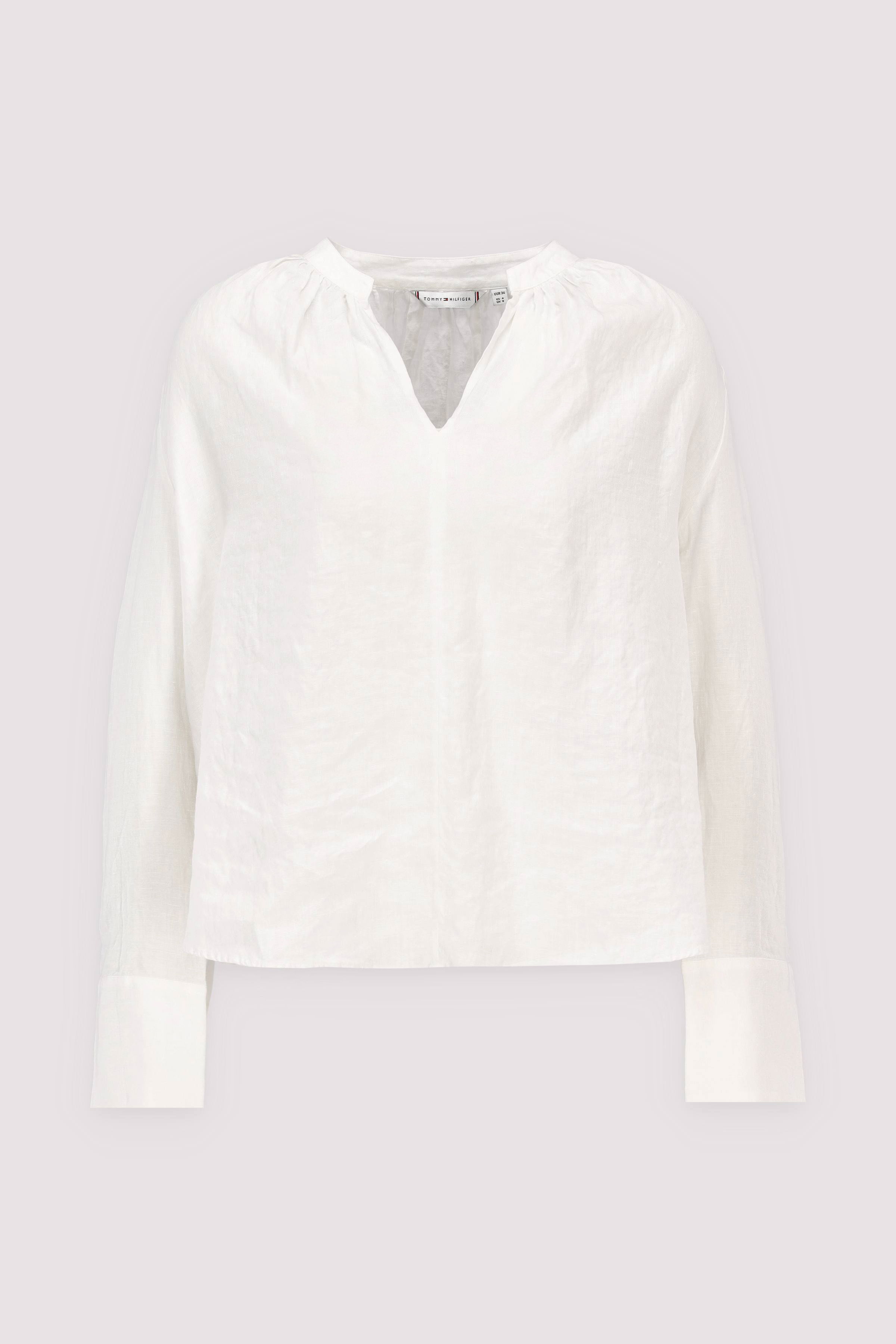 ESS LINEN V-NECK BLOUSE