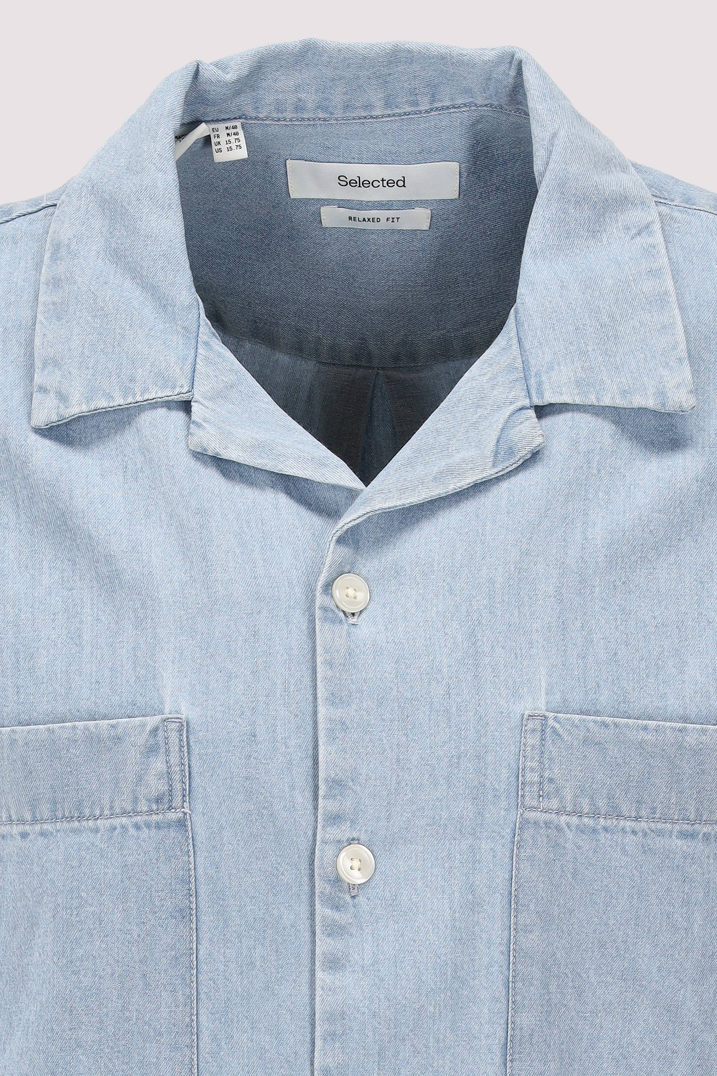 Selected - Selected Kurzarmhemd Light Blue Denim