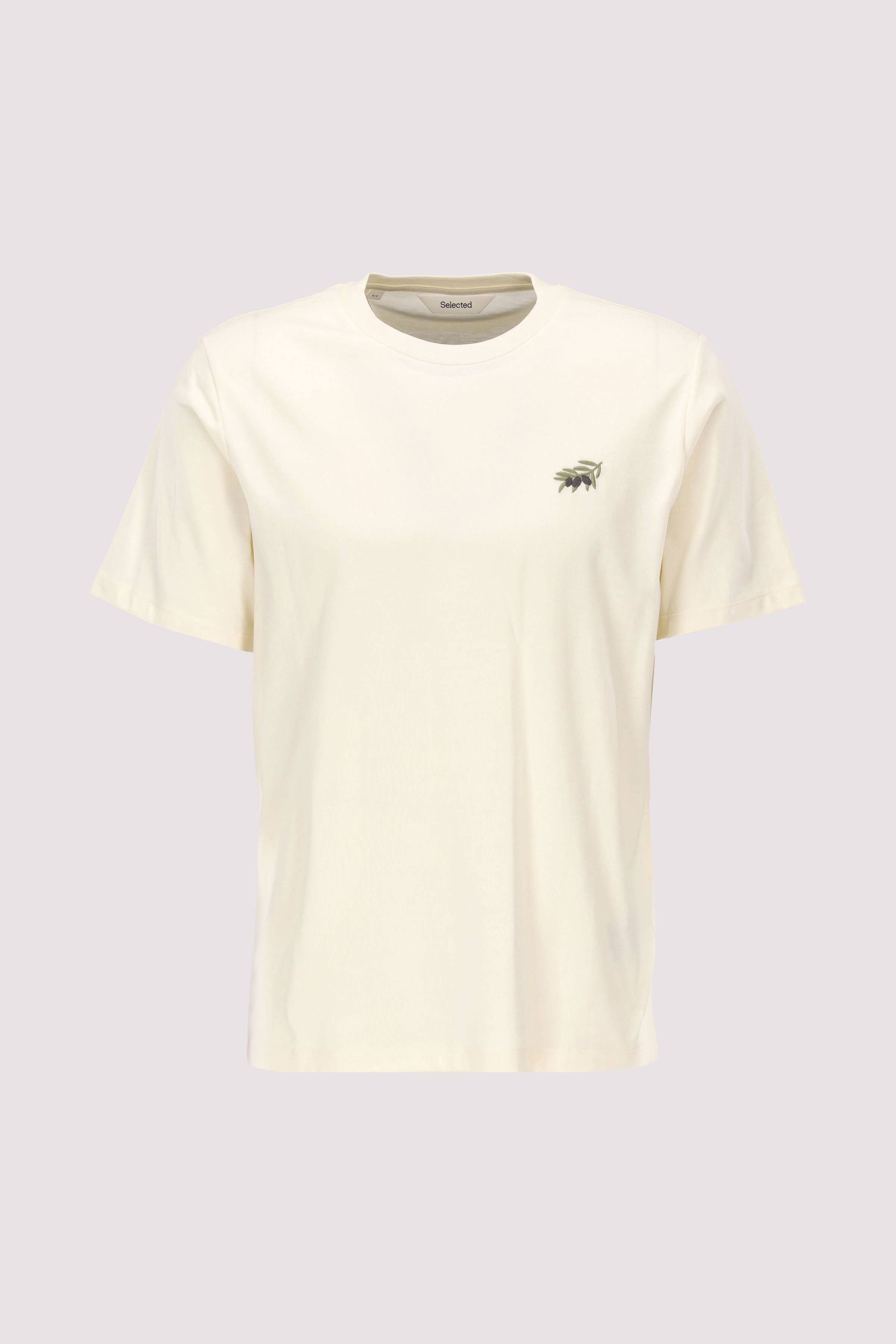 SLHREG-SALZ EMB  SS O-NECK TEE