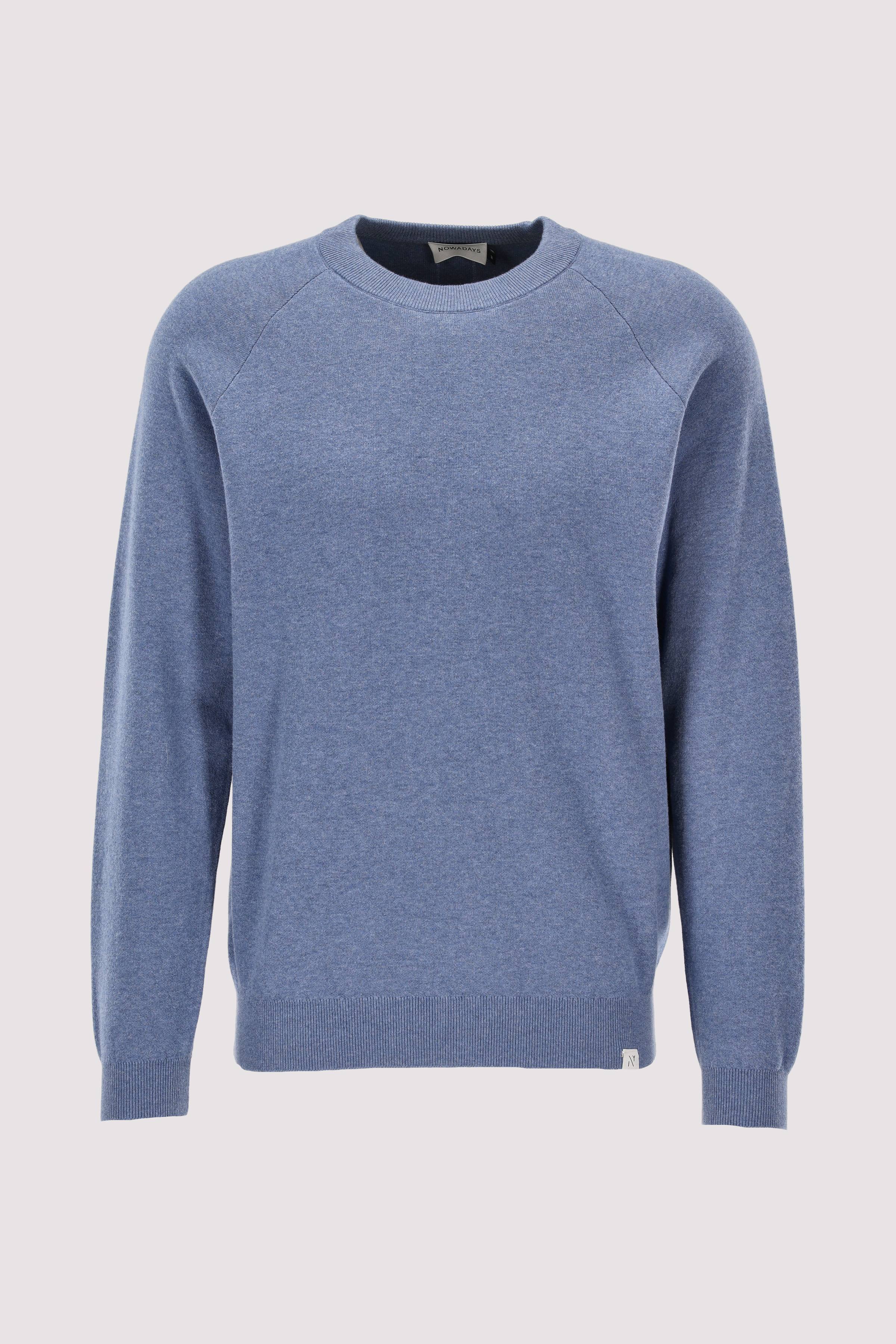NOWADAYS Rundhalspullover blau zeitlos