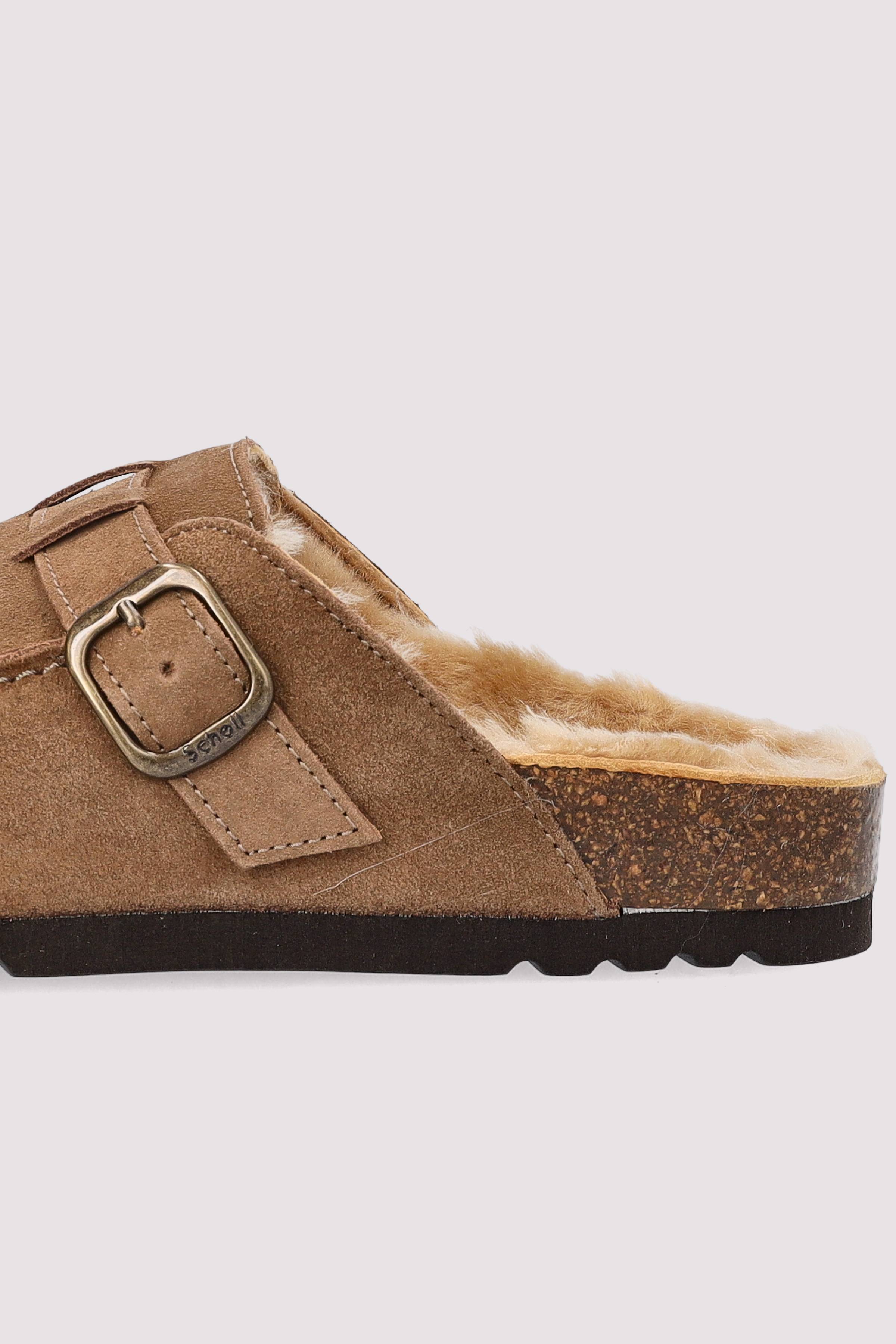 Flache Scholl Sandale aus Leder