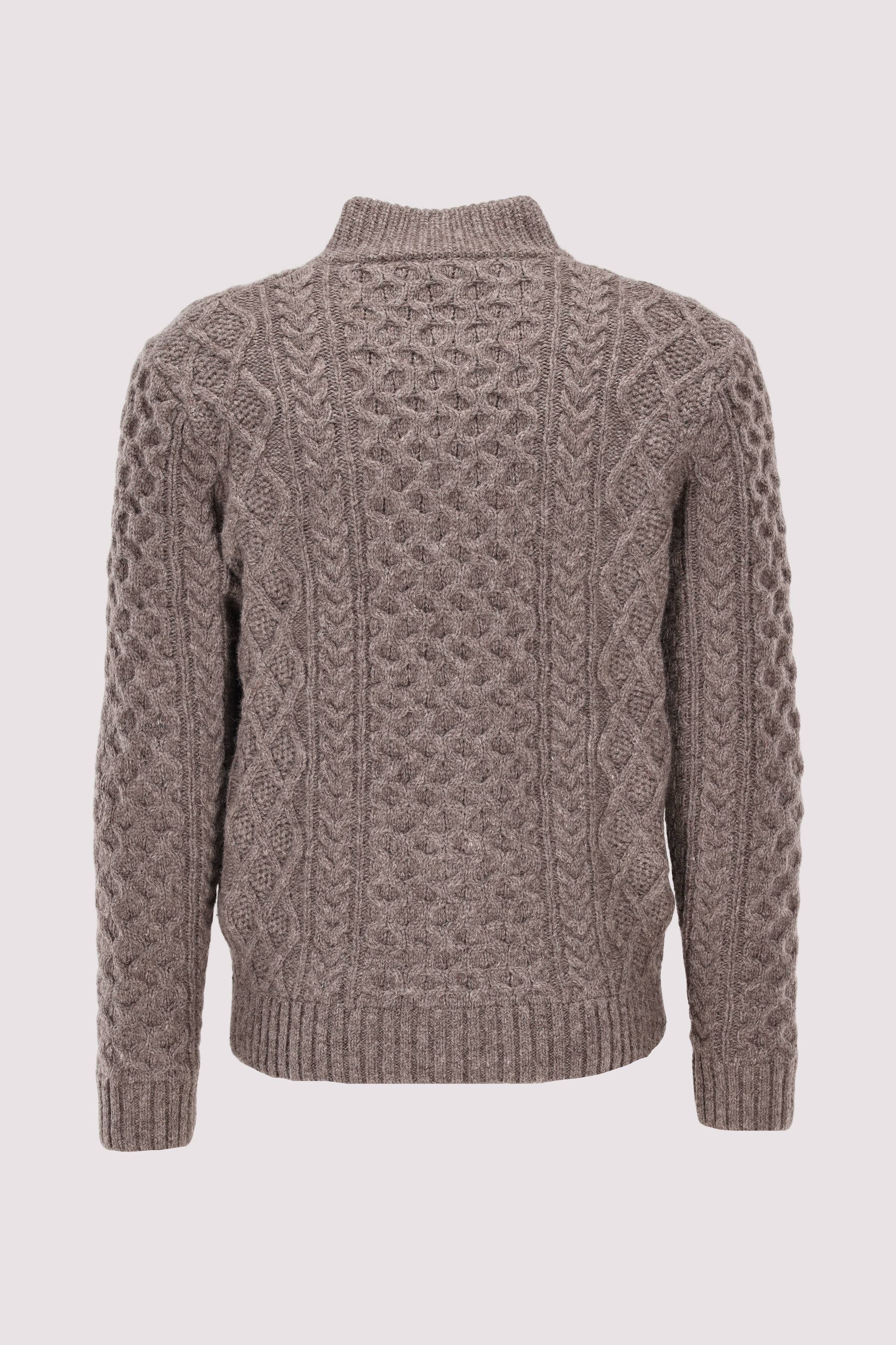 Rundhalspullover grau-braun Melange warm