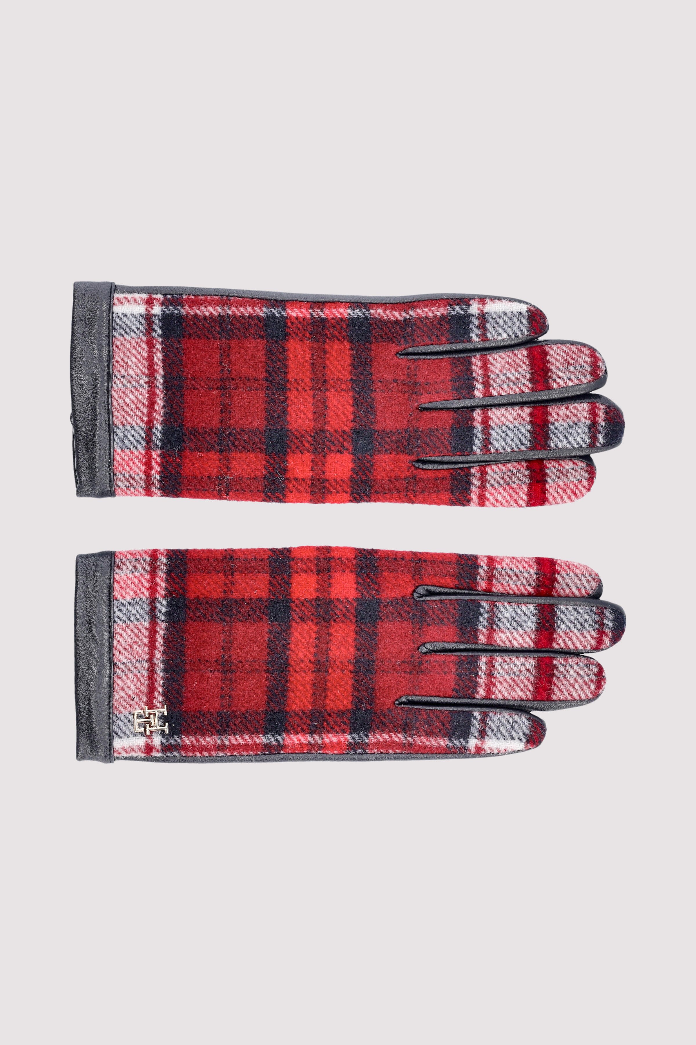 TOMMY CHECK LEATHER GLOVES