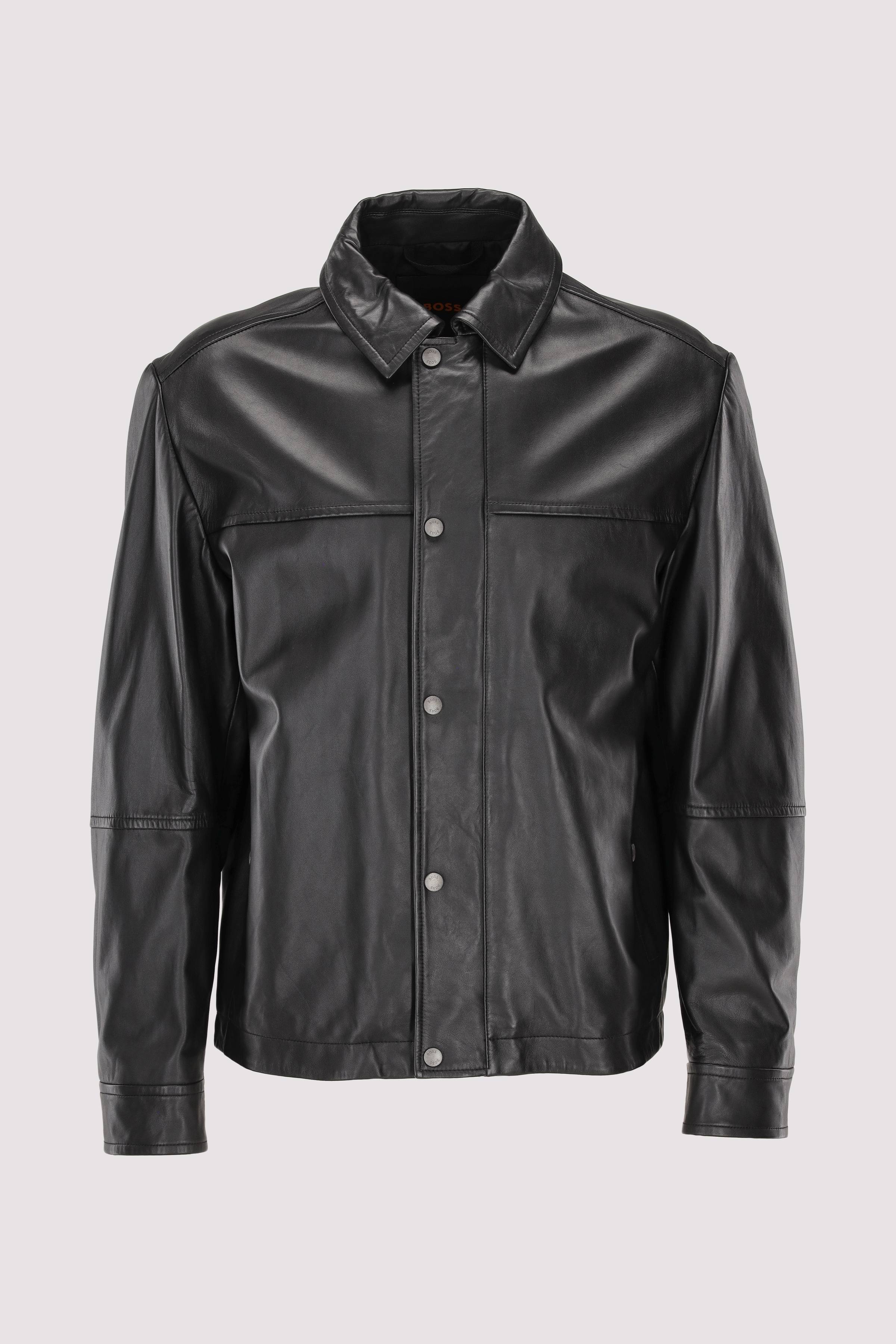 BOSS Lederjacke Herren in Schwarz