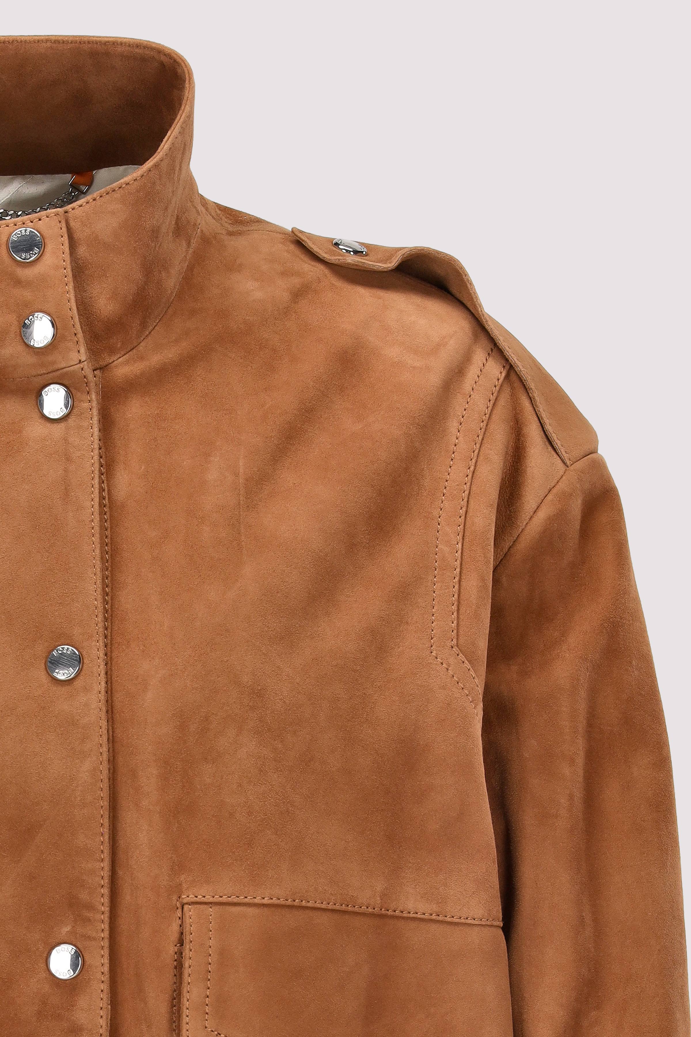 BOSS - BOSS Lederjacke in Rostbraun