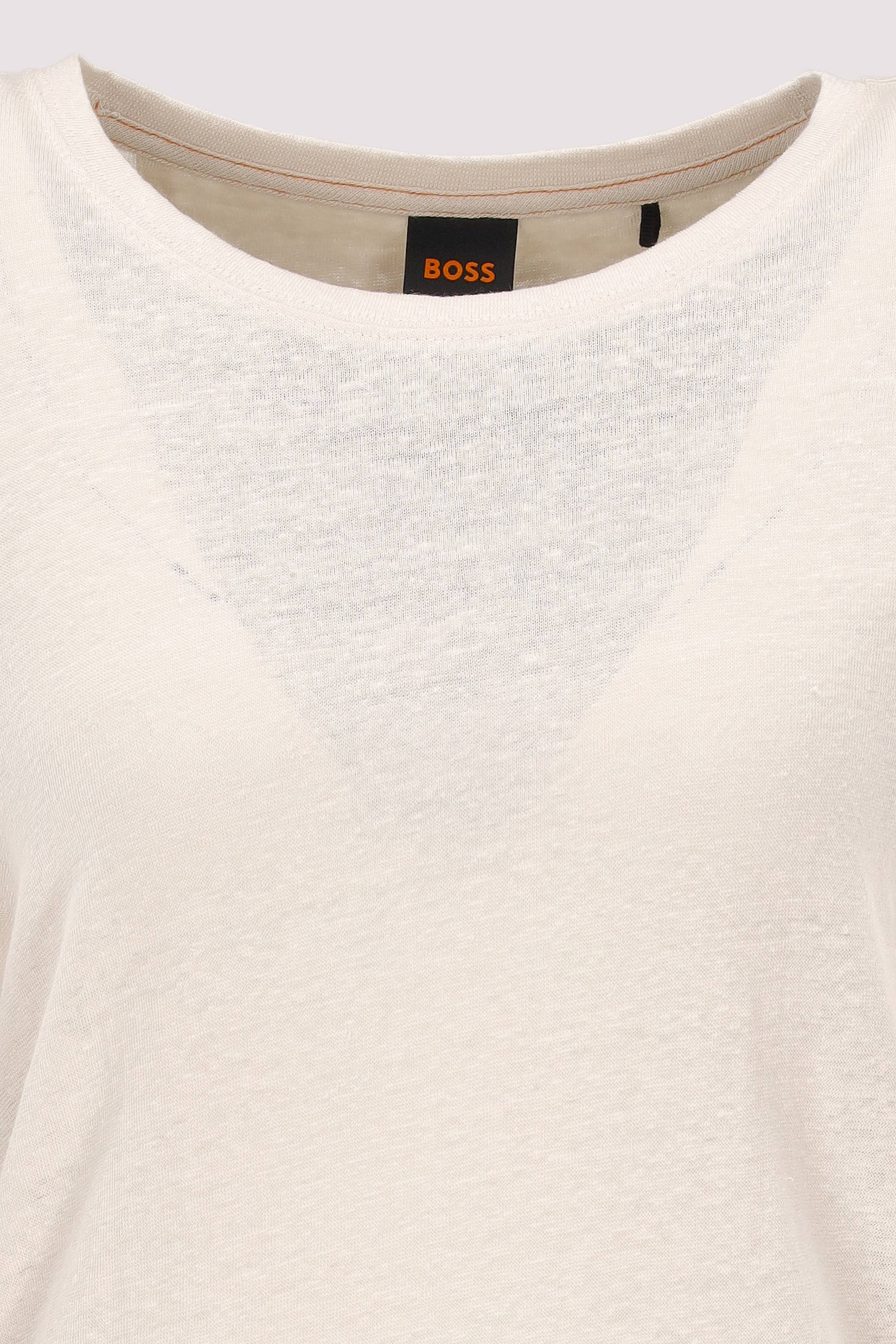 BOSS - BOSS Leinen T-Shirt Damen Open white