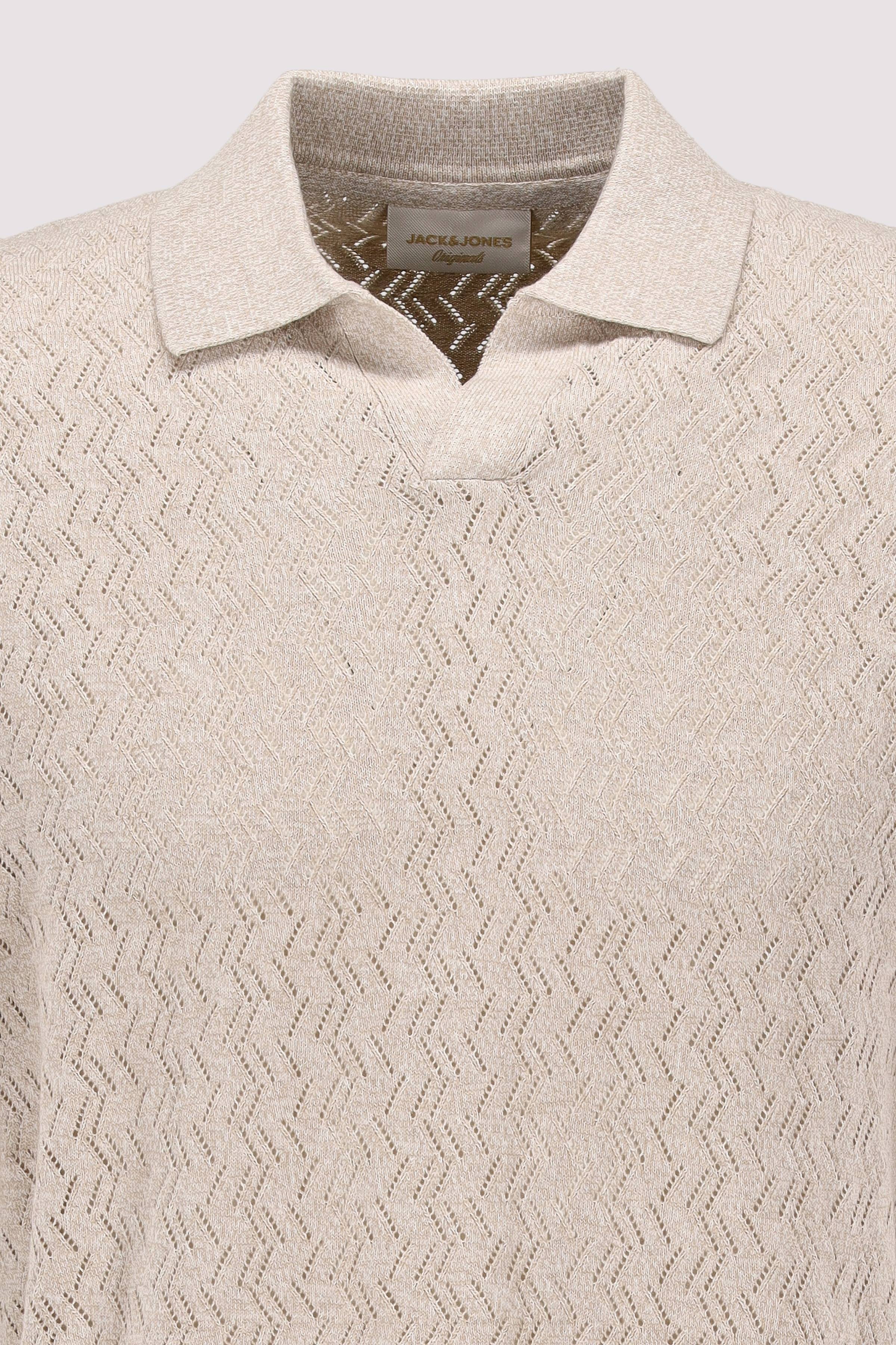 Jack and Jones - JORTYLER KNIT SS SPLIT NECK PO