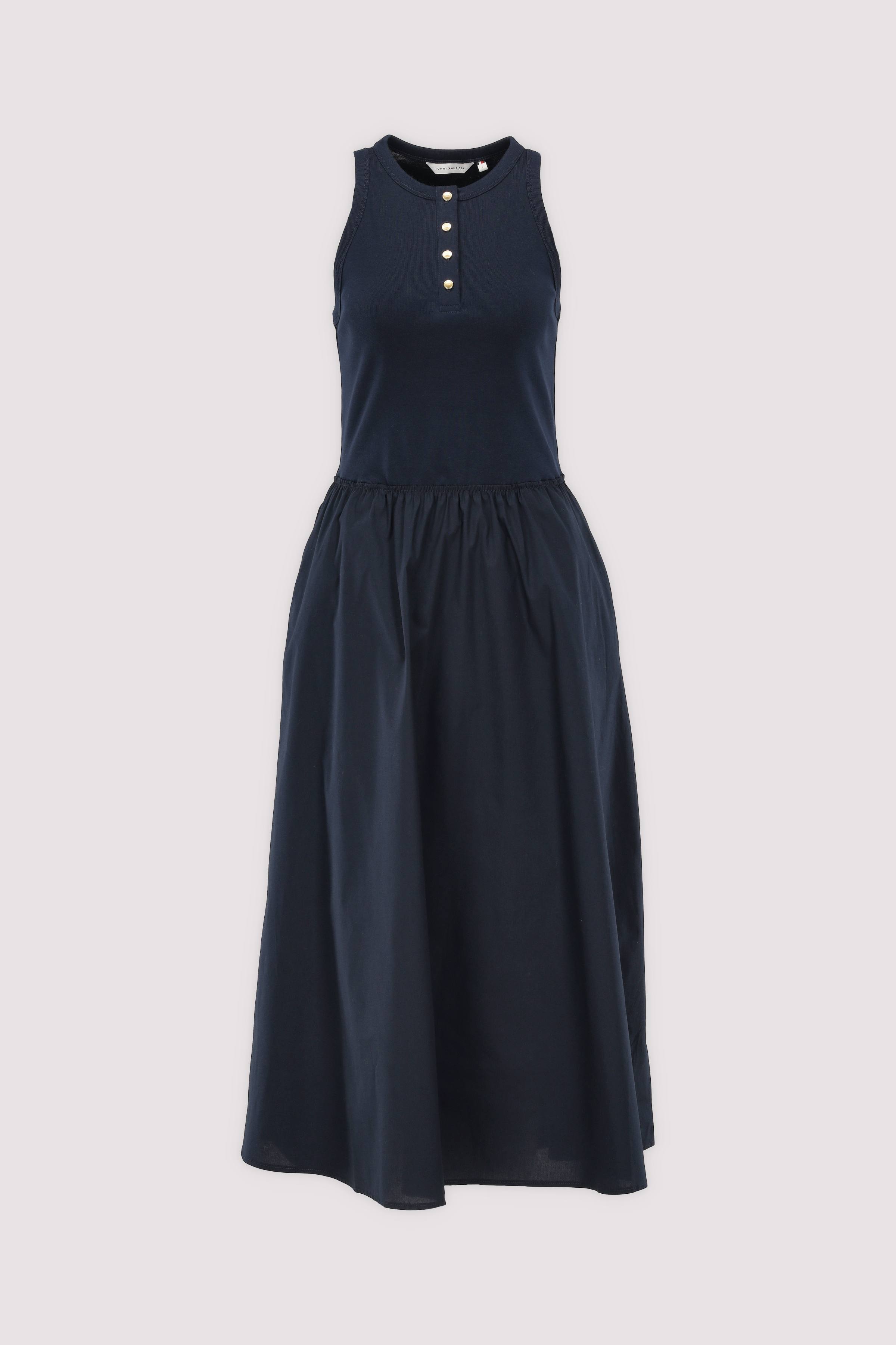 GOLD BTN POPLIN MIX TANK DRS