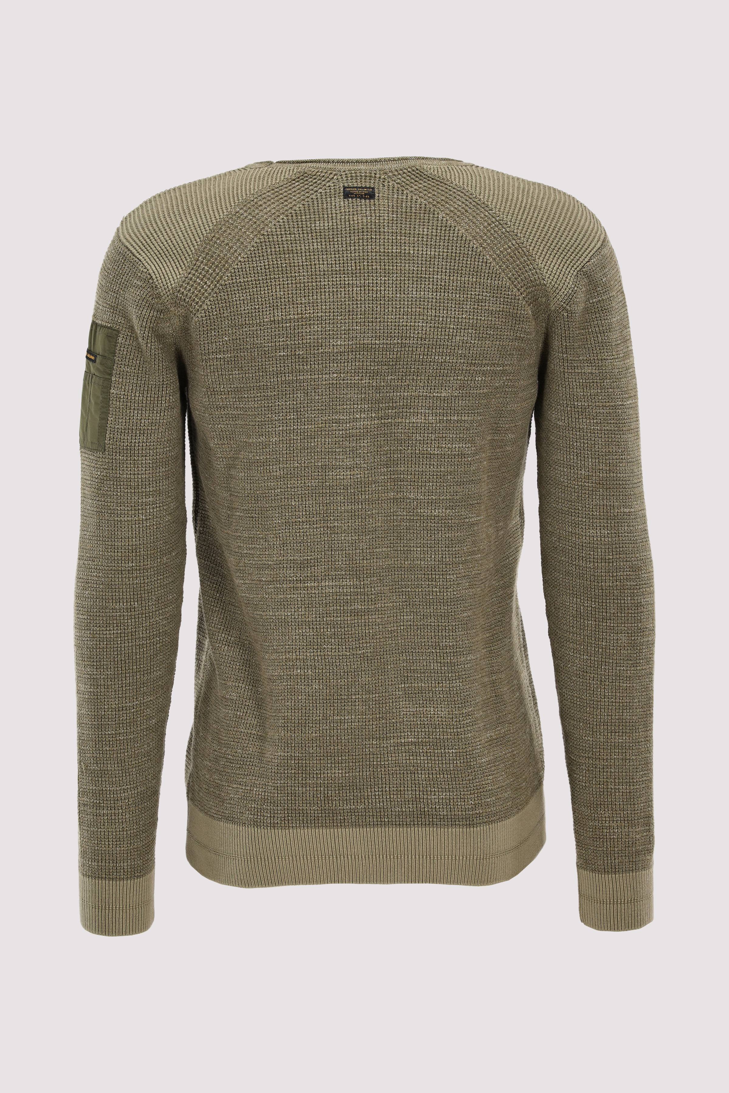 R-neck cotton rib melee knit