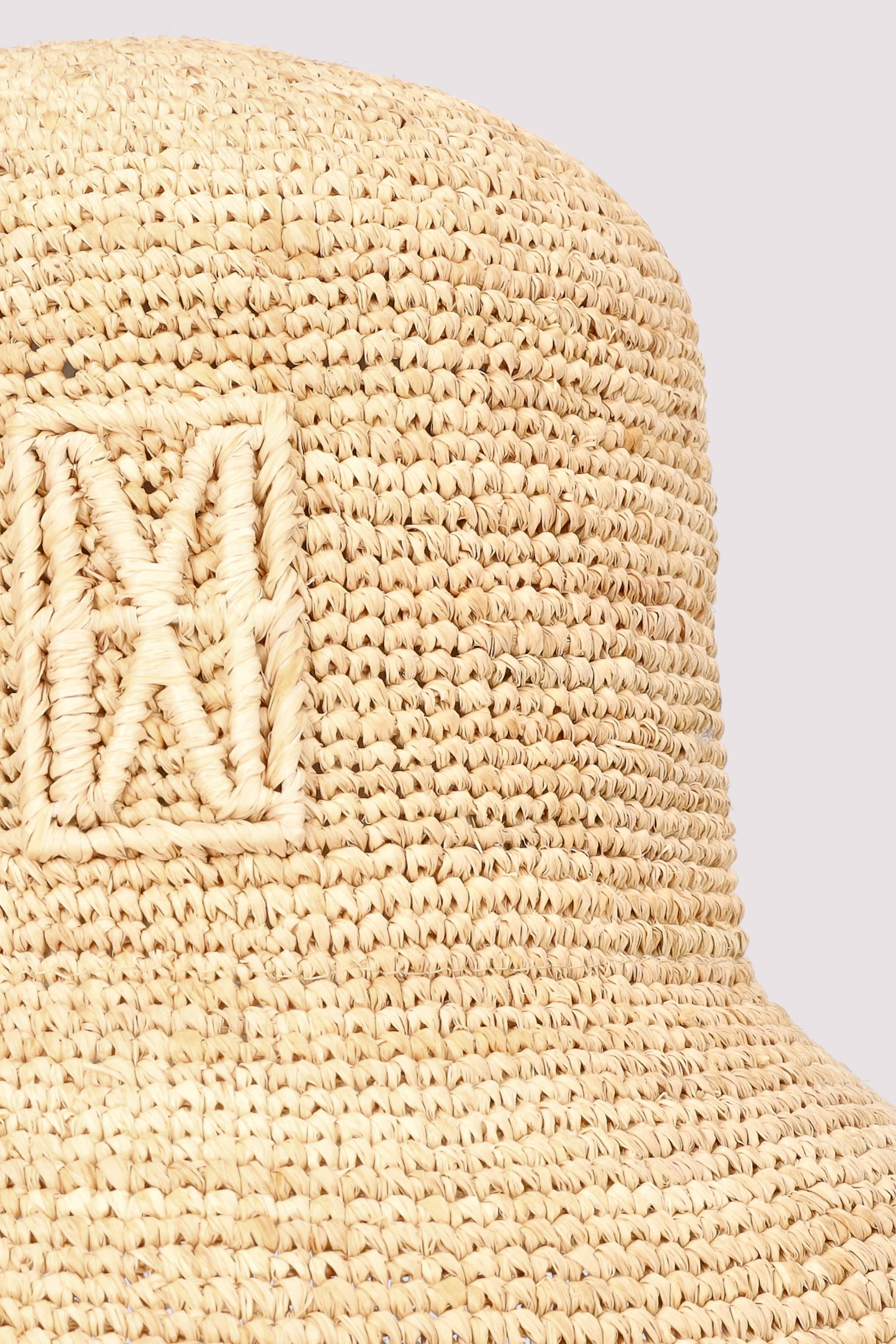 Bucket hat, raffia, embroidery