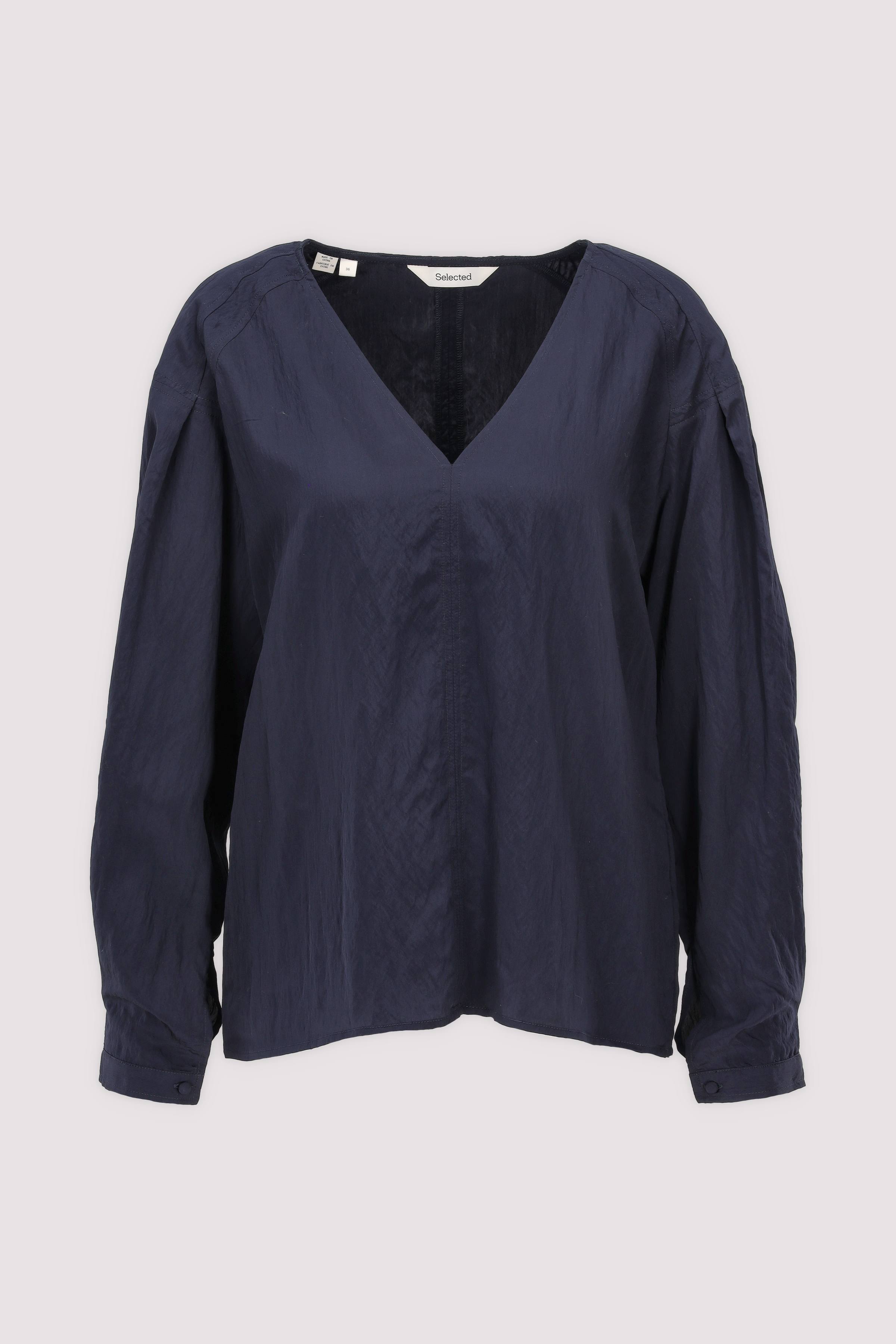 Selected Langarmbluse Dark Sapphire