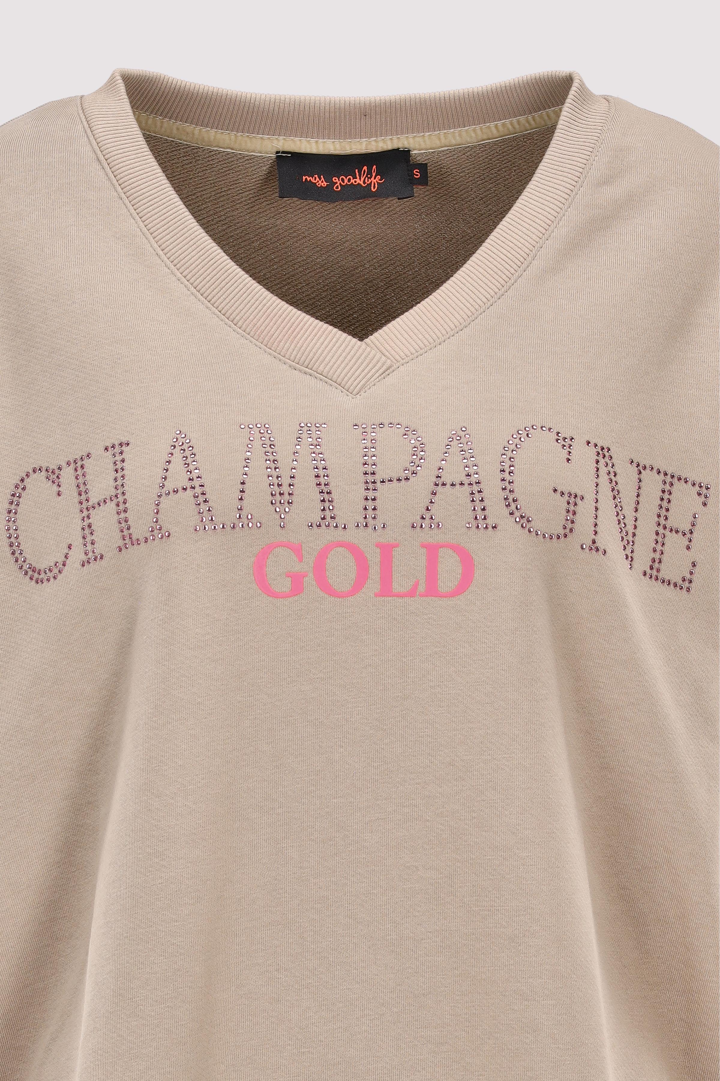 Miss Goodlife - V-Sweat Champagne Strass Miss Goodlife - V-Sweat Champagne Strass