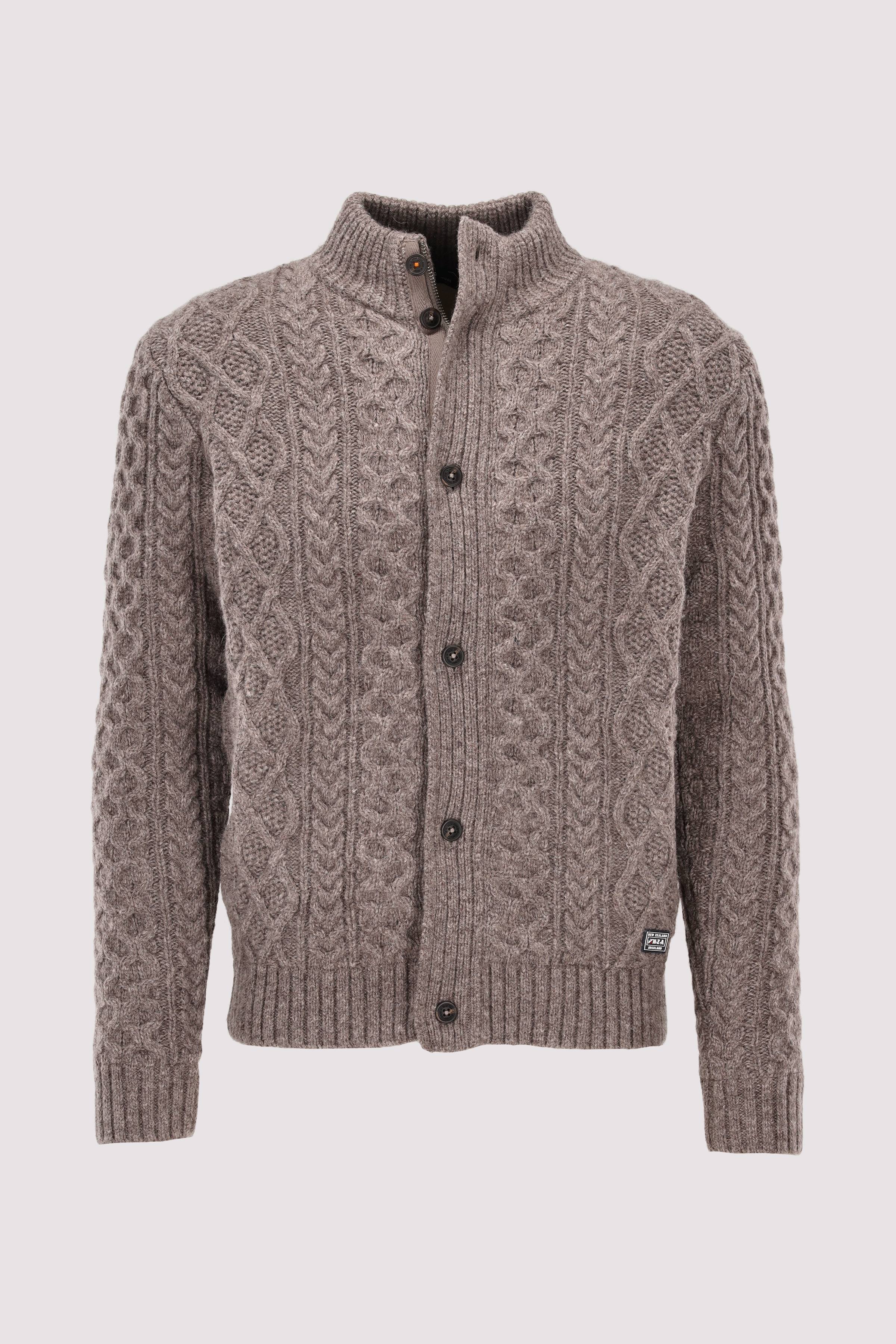 Rundhalspullover grau-braun Melange warm