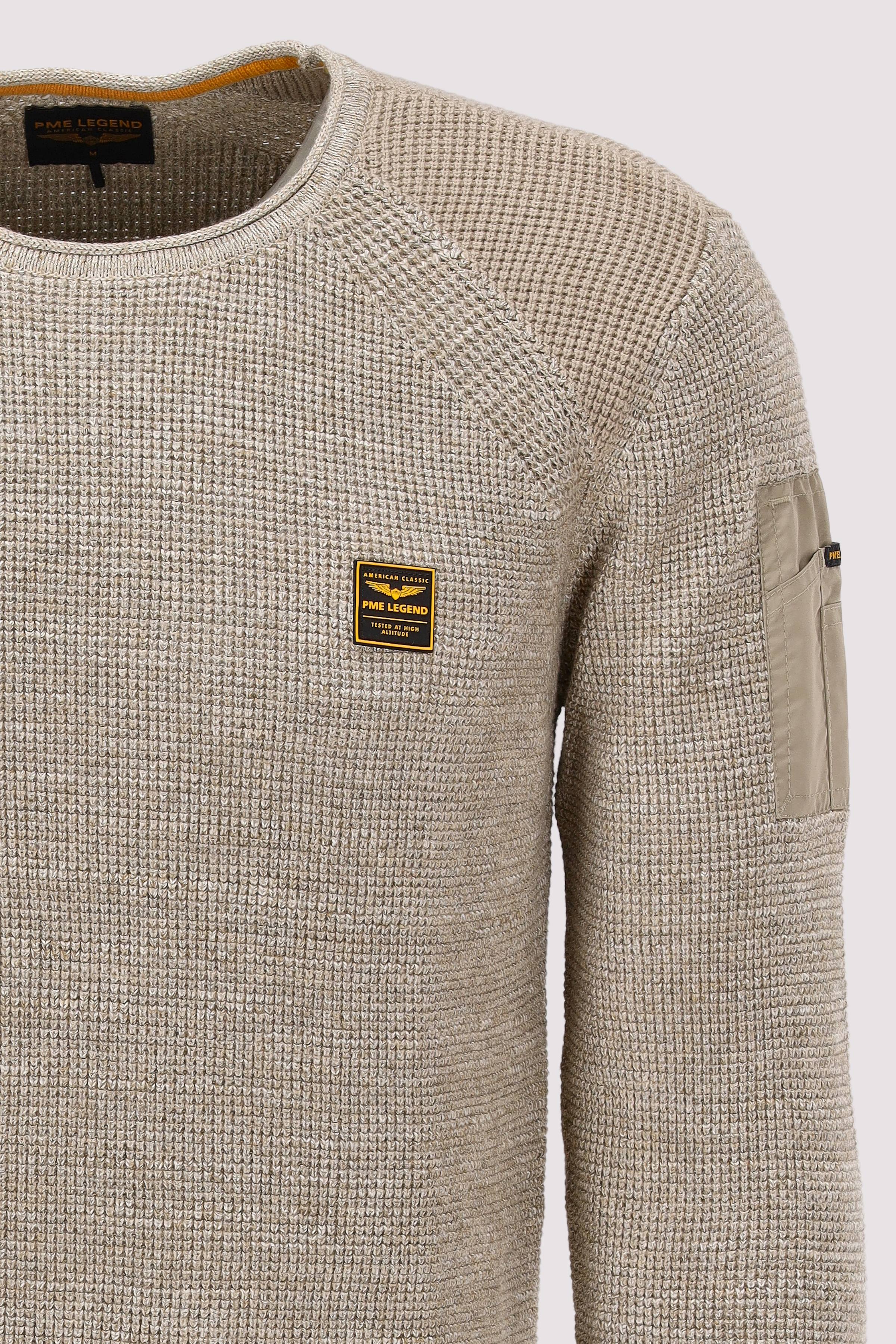 PME Legend - R-neck cotton rib melee knit