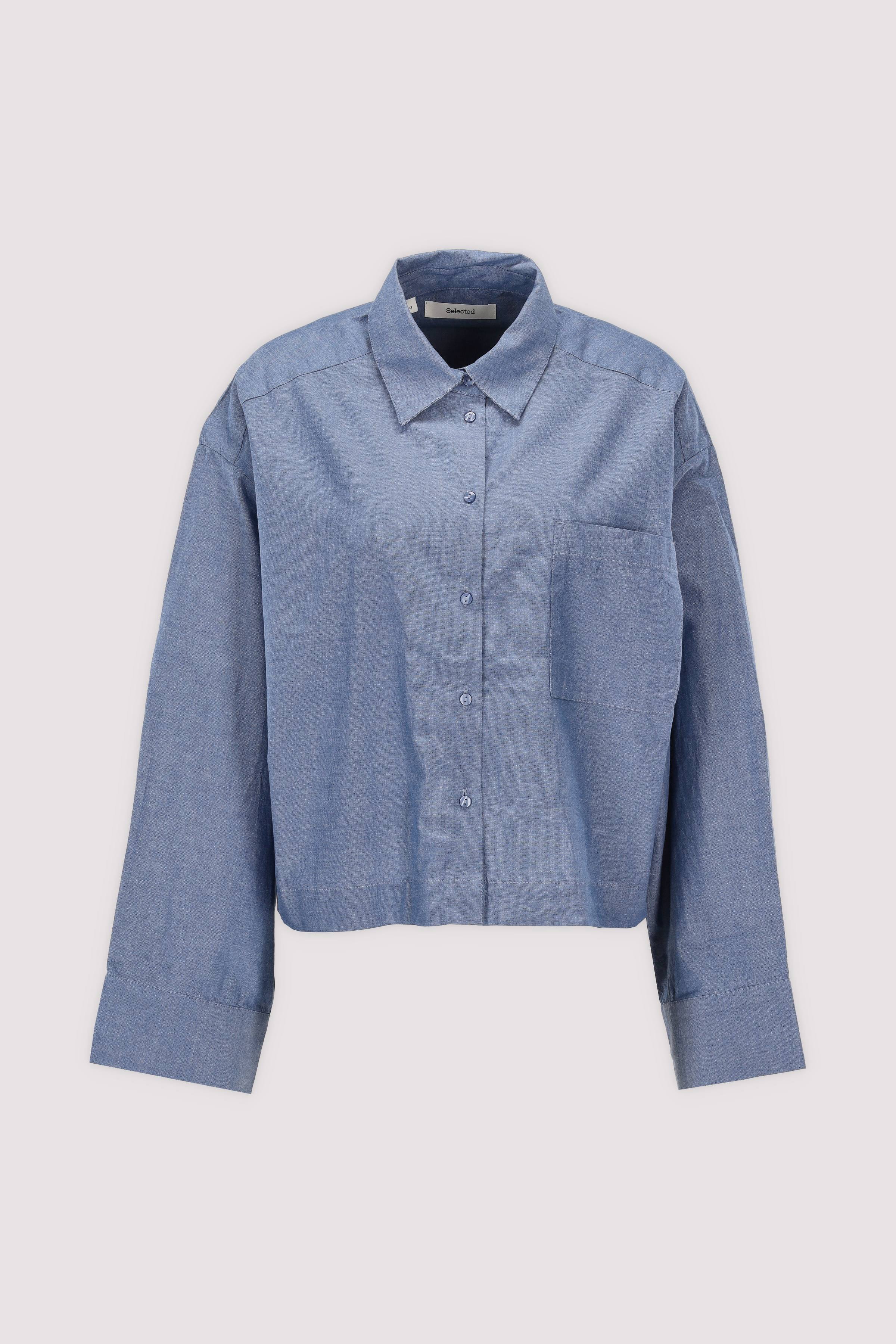 Selected Langarmbluse Dunkelblau, bequem