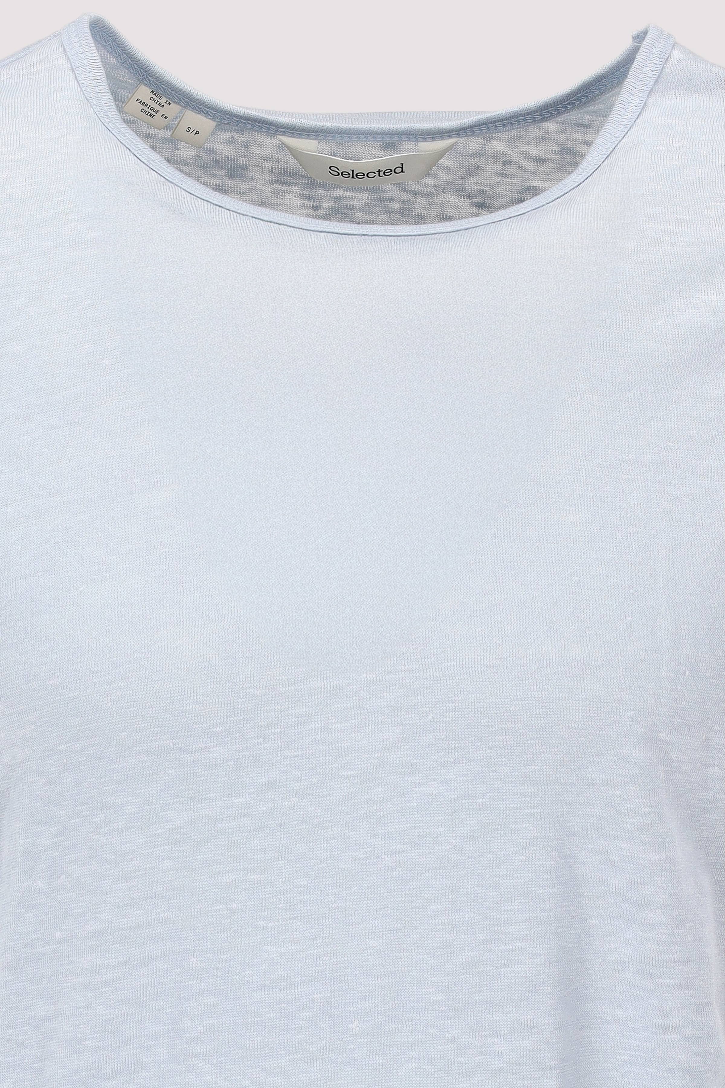 Selected - Selected Leinen T-Shirt in Skyway