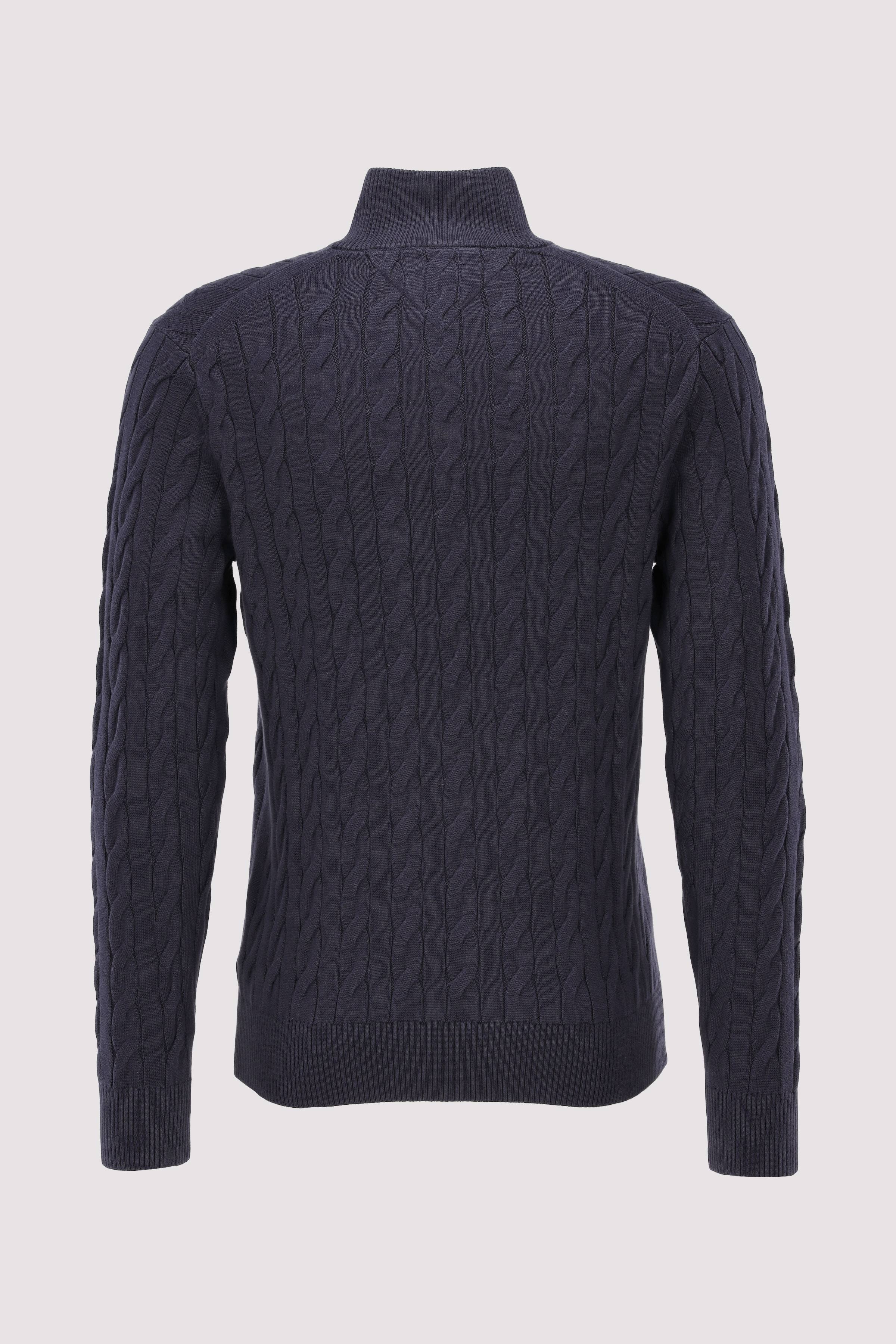 CLASSIC COTTON CABLE ZIP MOCK