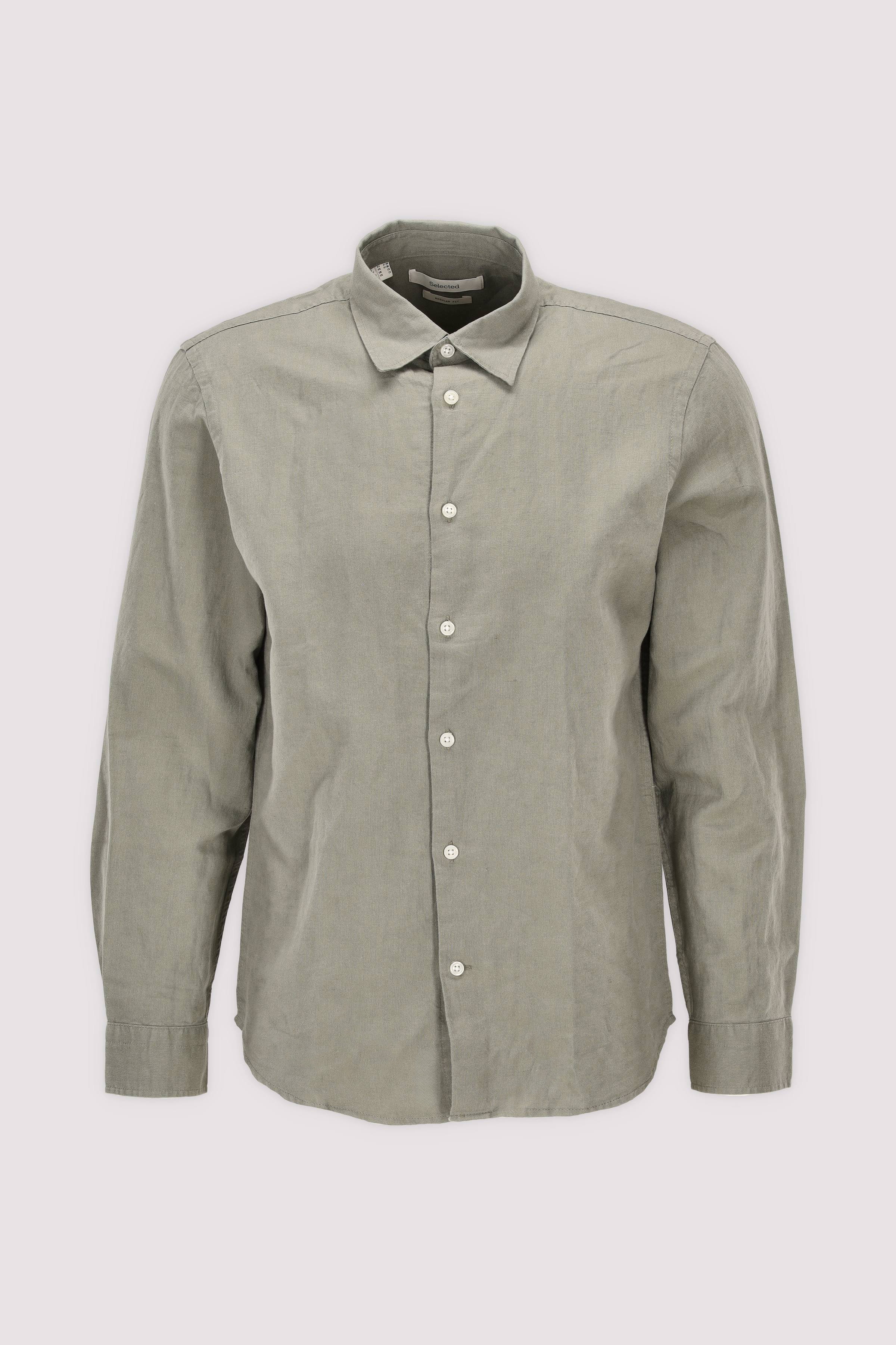 Selected Langarmhemd Vetiver lässig