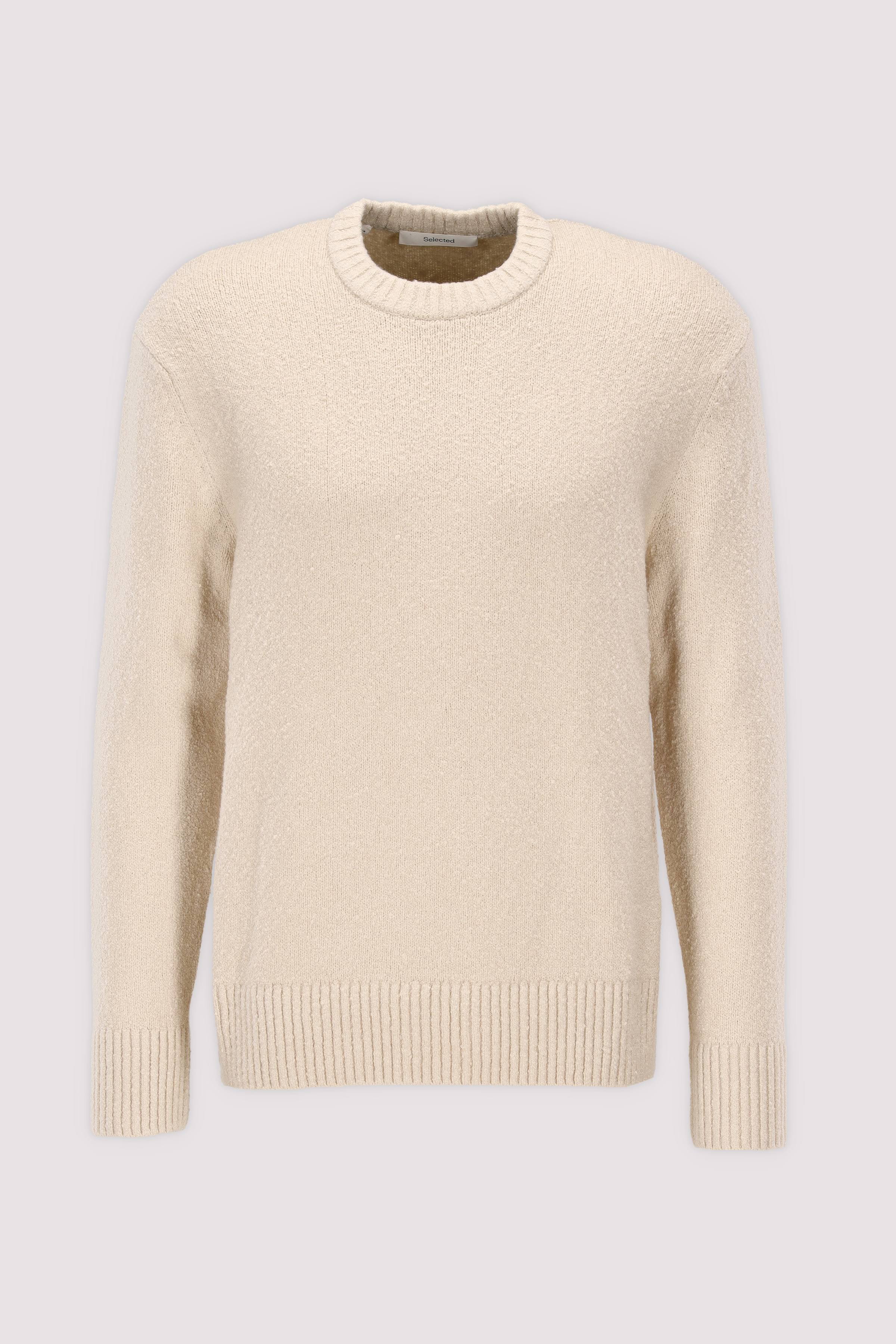 Selected Rundhalspullover beige weich