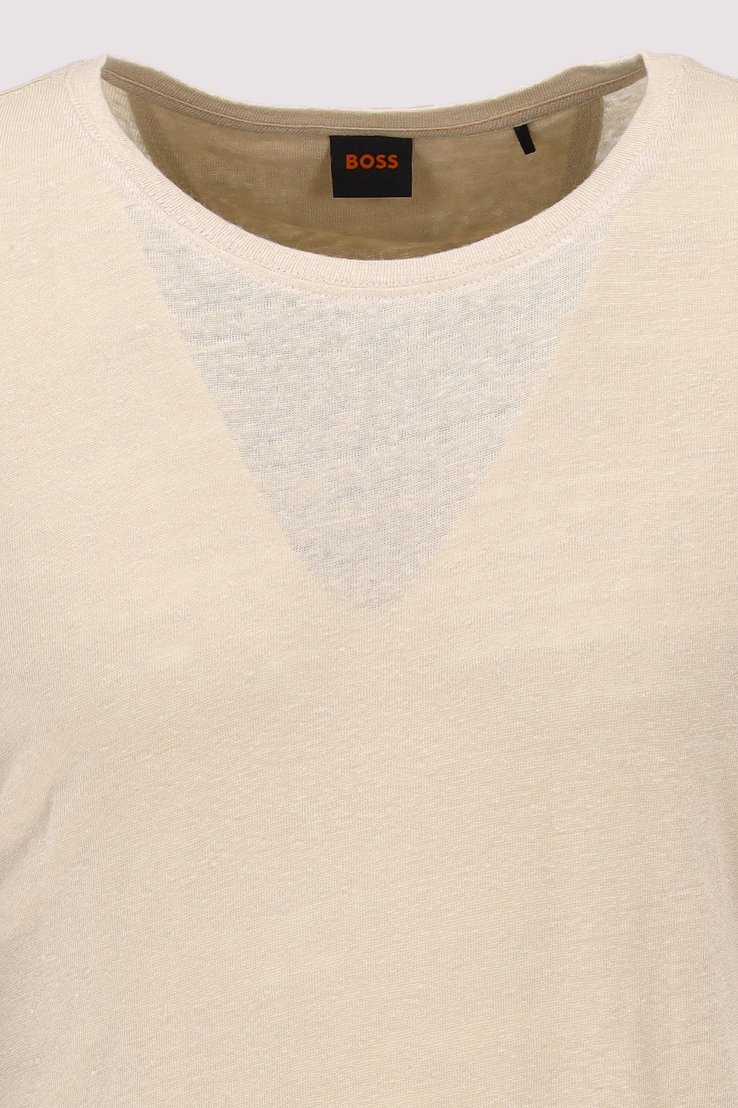 BOSS - BOSS Damen Leinen T-Shirt Open beige