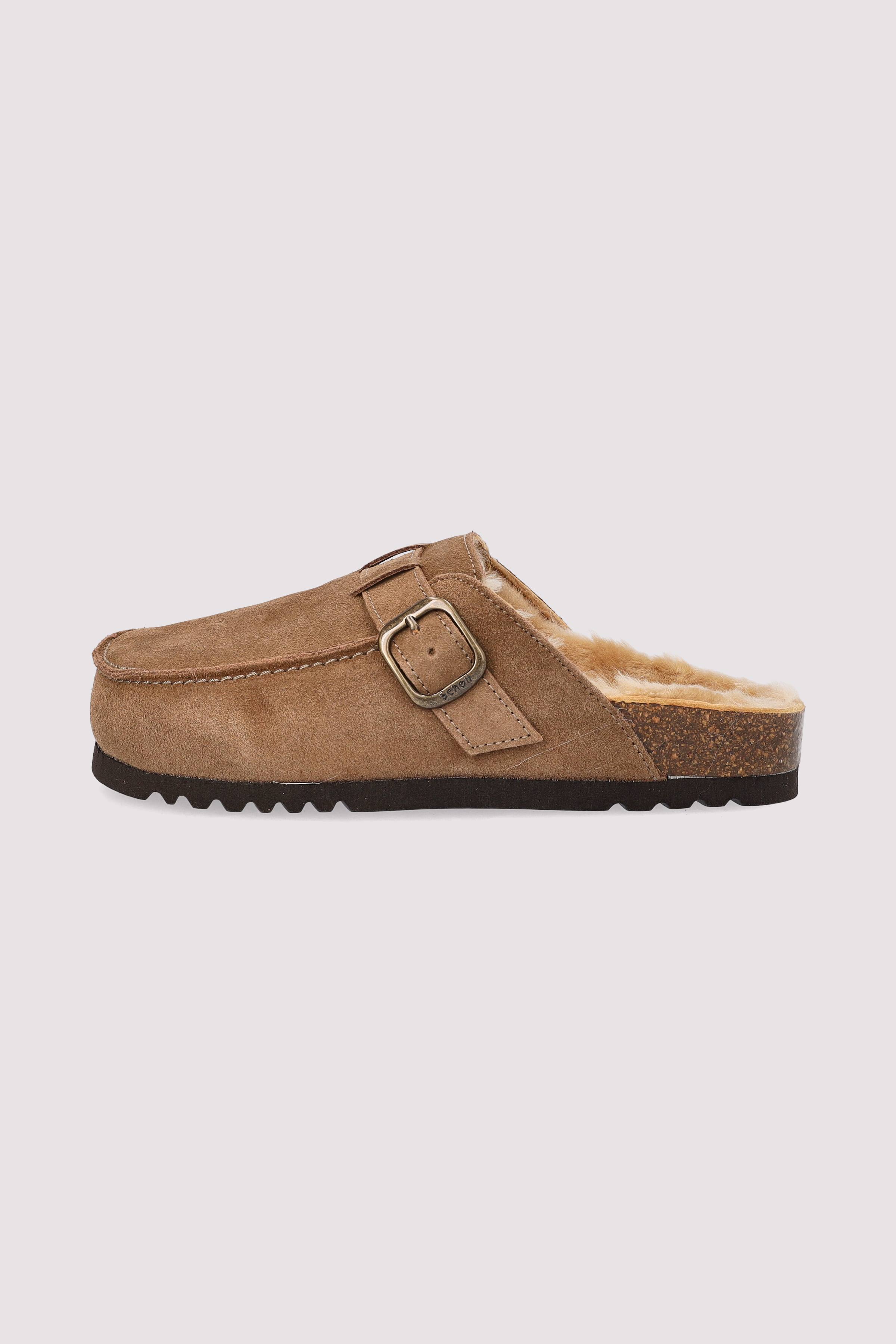 Flache Scholl Sandale aus Leder