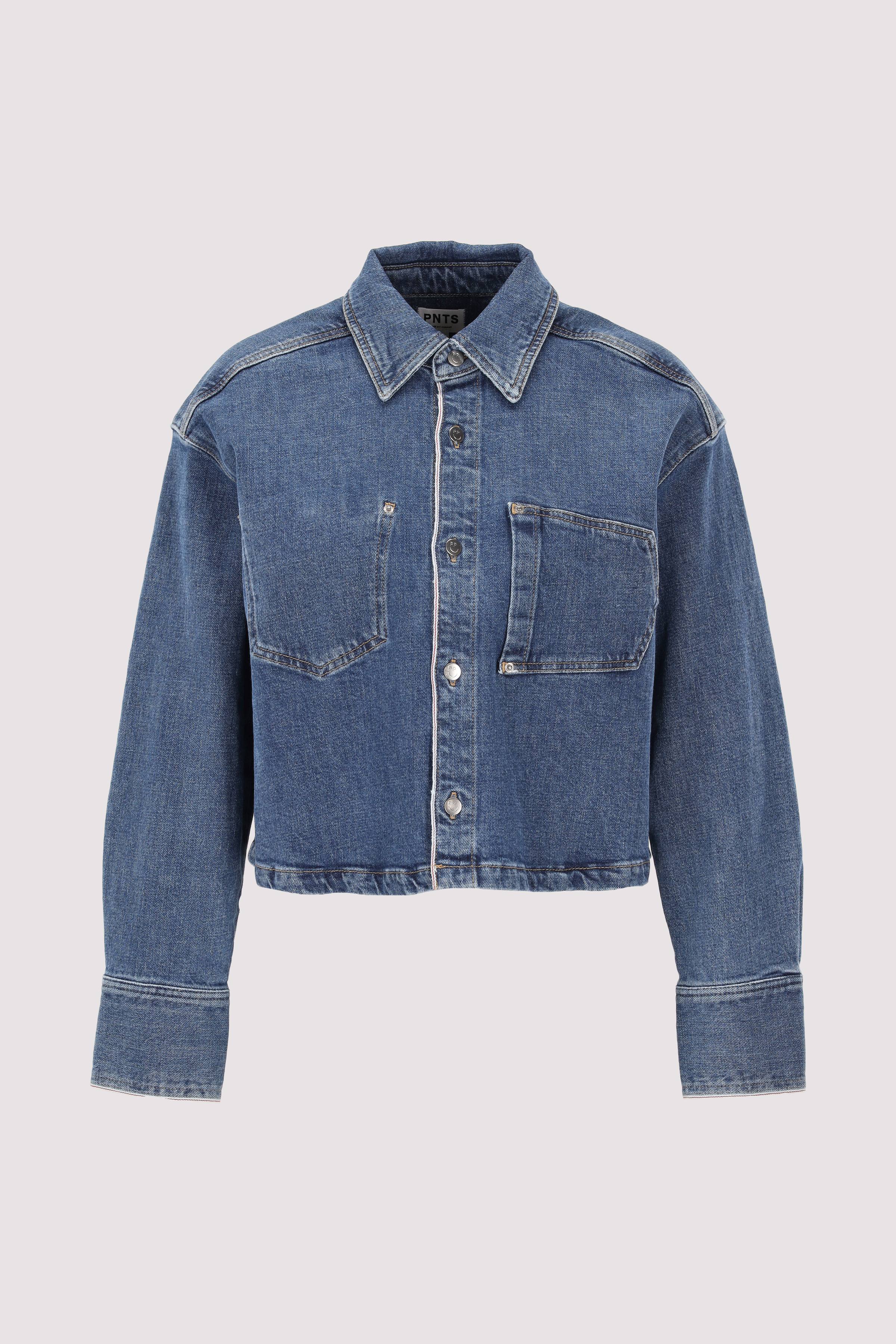 PNTS Jeansjacke Damen lässig mittelblau