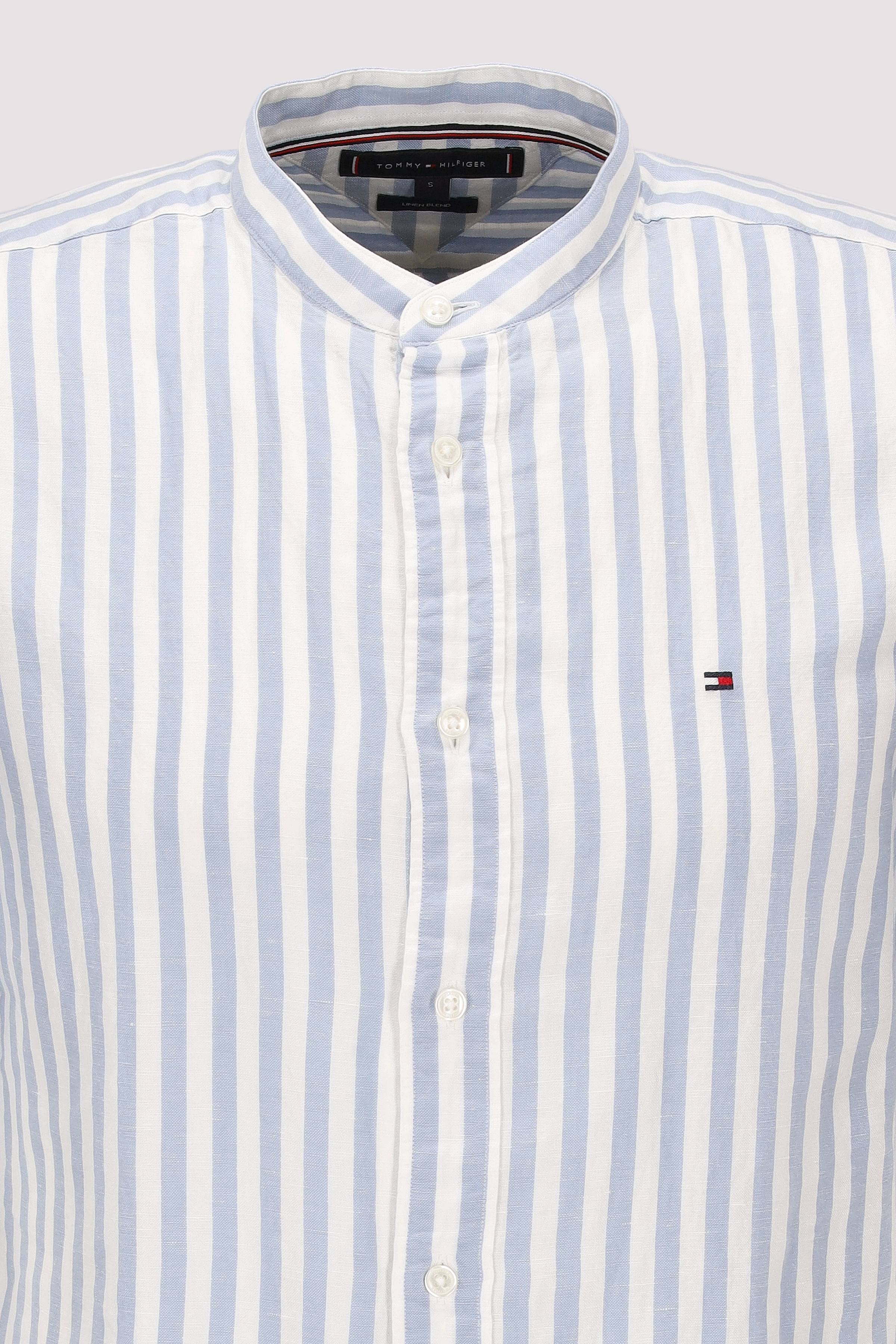 Tommy Hilfiger - LINEN BLEND MAO STP S/S RF SHI Tommy Hilfiger - LINEN BLEND MAO STP S/S RF SHI